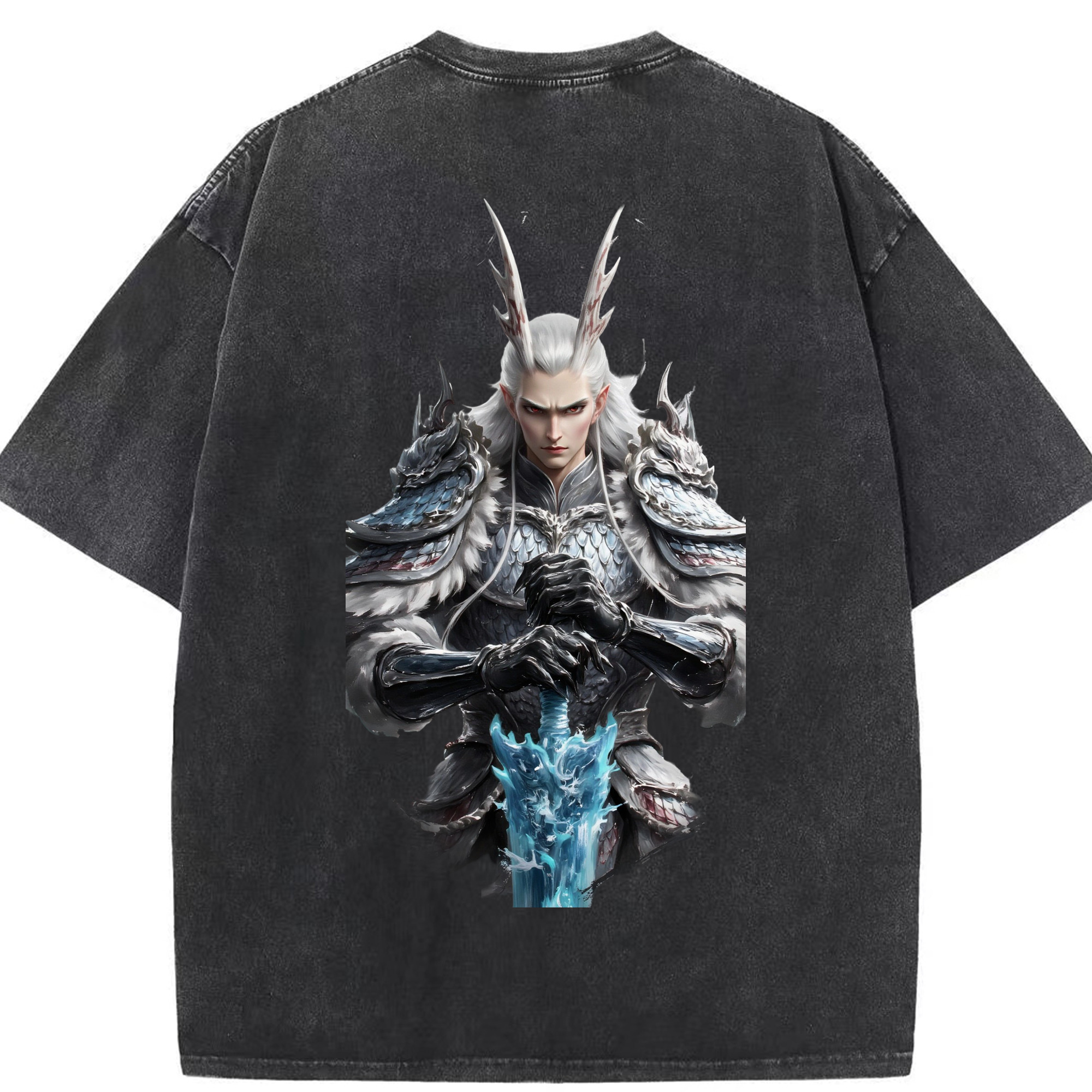 （画像用） Ne Zha 2 ナタ 魔童の大暴れ 綿100% ヴィンテージ風 半袖Tシャツ（背面プリント）