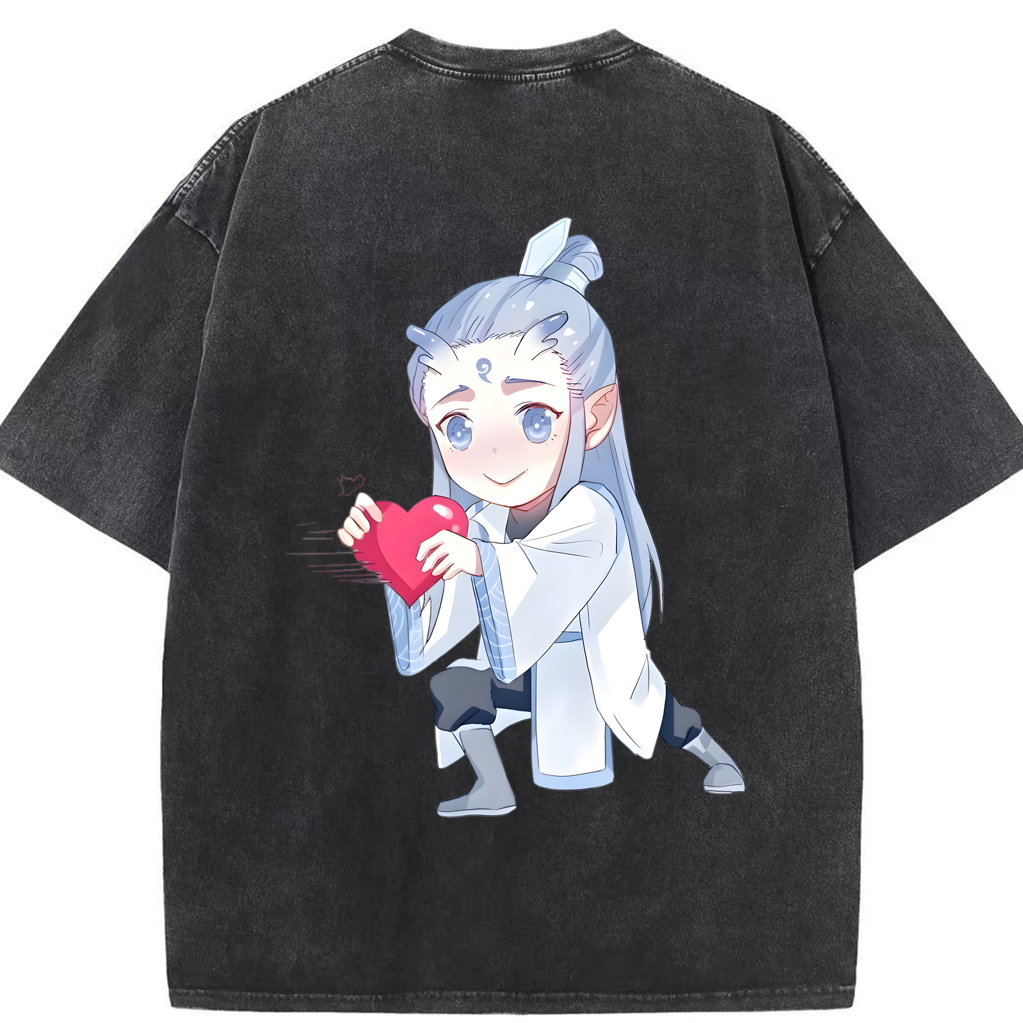 （画像用） Ne Zha 2 ナタ 魔童の大暴れ 綿100% ヴィンテージ風 半袖Tシャツ（背面プリント）