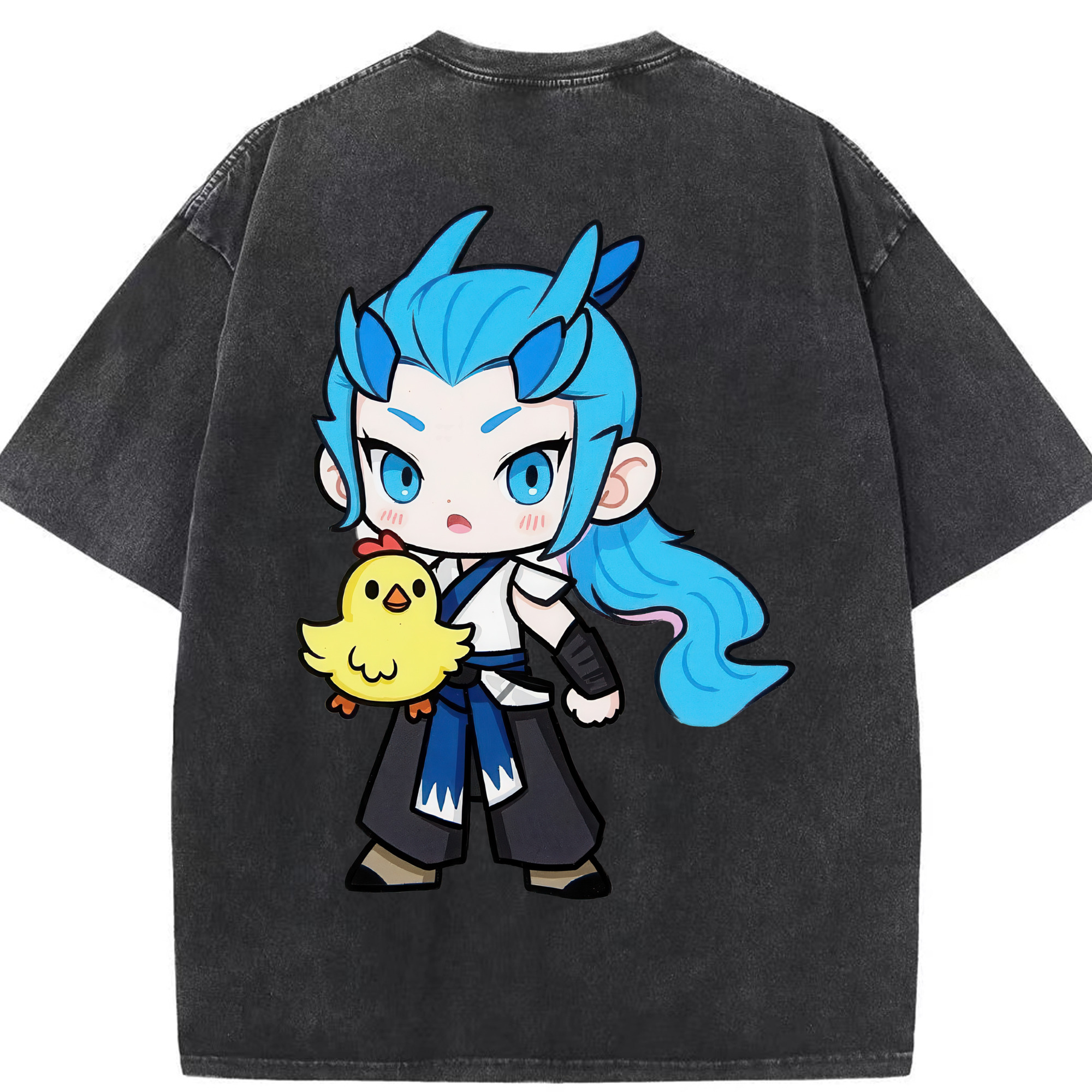 （画像用） Ne Zha 2 ナタ 魔童の大暴れ 綿100% ヴィンテージ風 半袖Tシャツ（背面プリント）