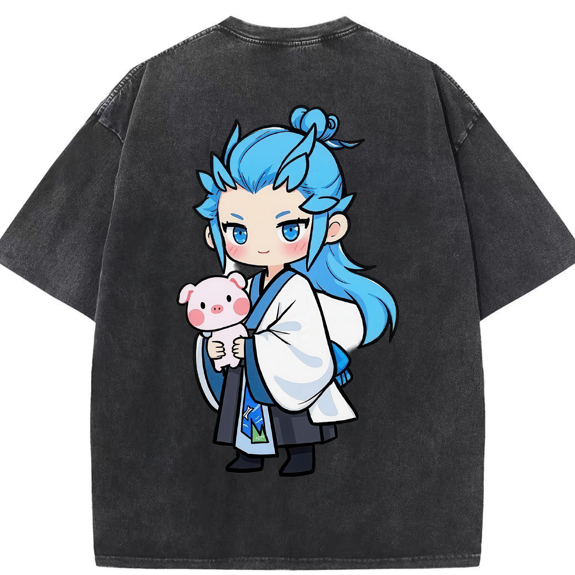（画像用） Ne Zha 2 ナタ 魔童の大暴れ 綿100% ヴィンテージ風 半袖Tシャツ（背面プリント）