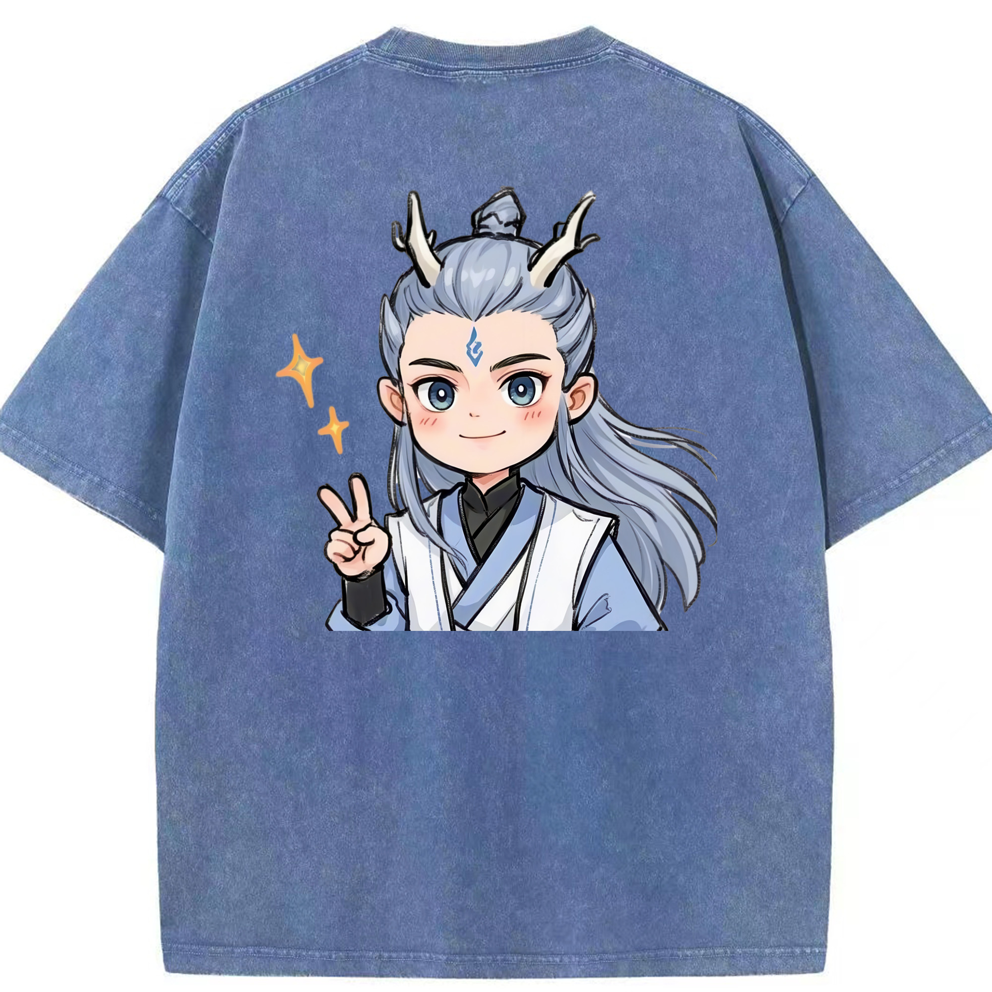 （画像用） Ne Zha 2 ナタ 魔童の大暴れ 綿100% ヴィンテージ風 半袖Tシャツ（背面プリント）