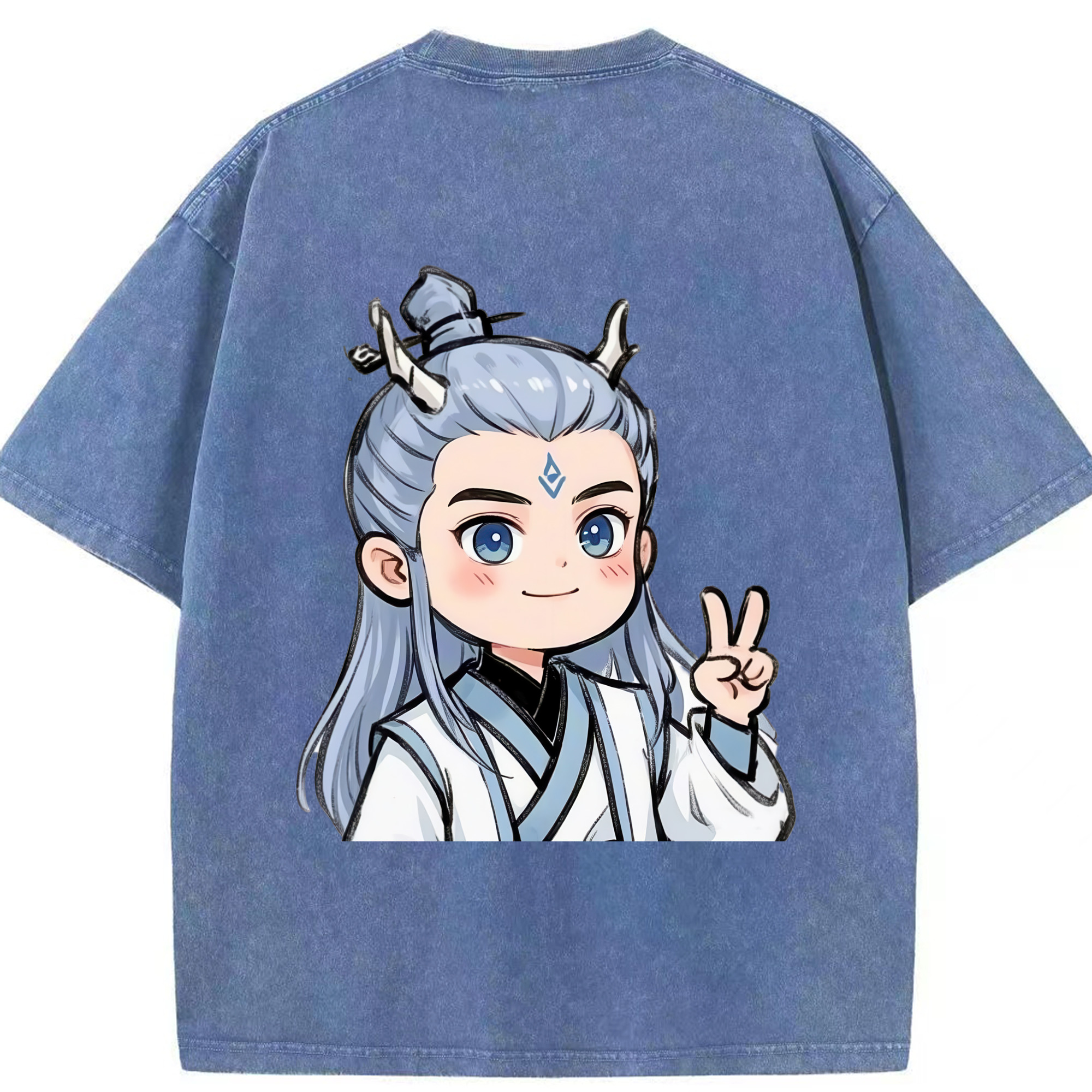 （画像用） Ne Zha 2 ナタ 魔童の大暴れ 綿100% ヴィンテージ風 半袖Tシャツ（背面プリント）