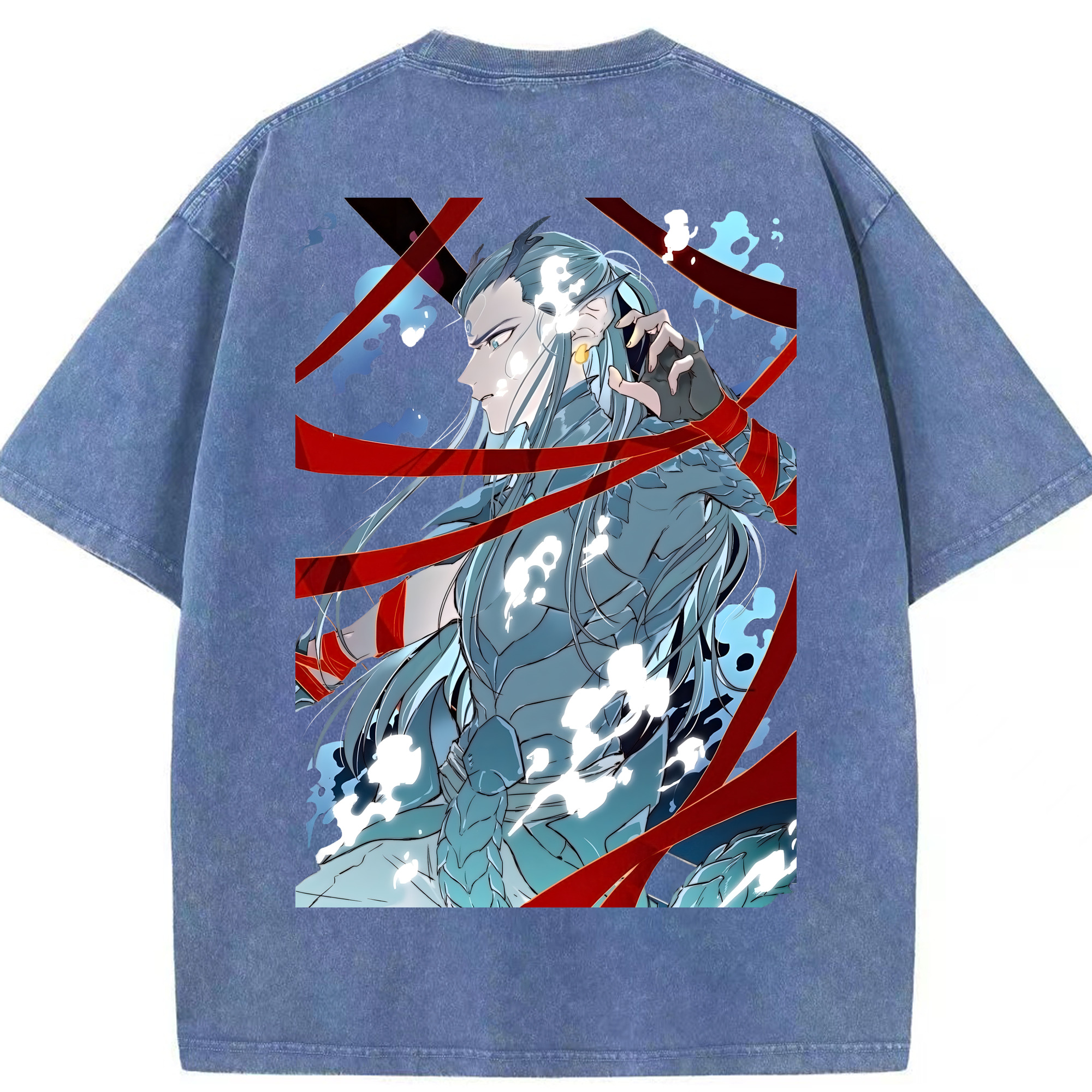 （画像用） Ne Zha 2 ナタ 魔童の大暴れ 綿100% ヴィンテージ風 半袖Tシャツ（背面プリント）