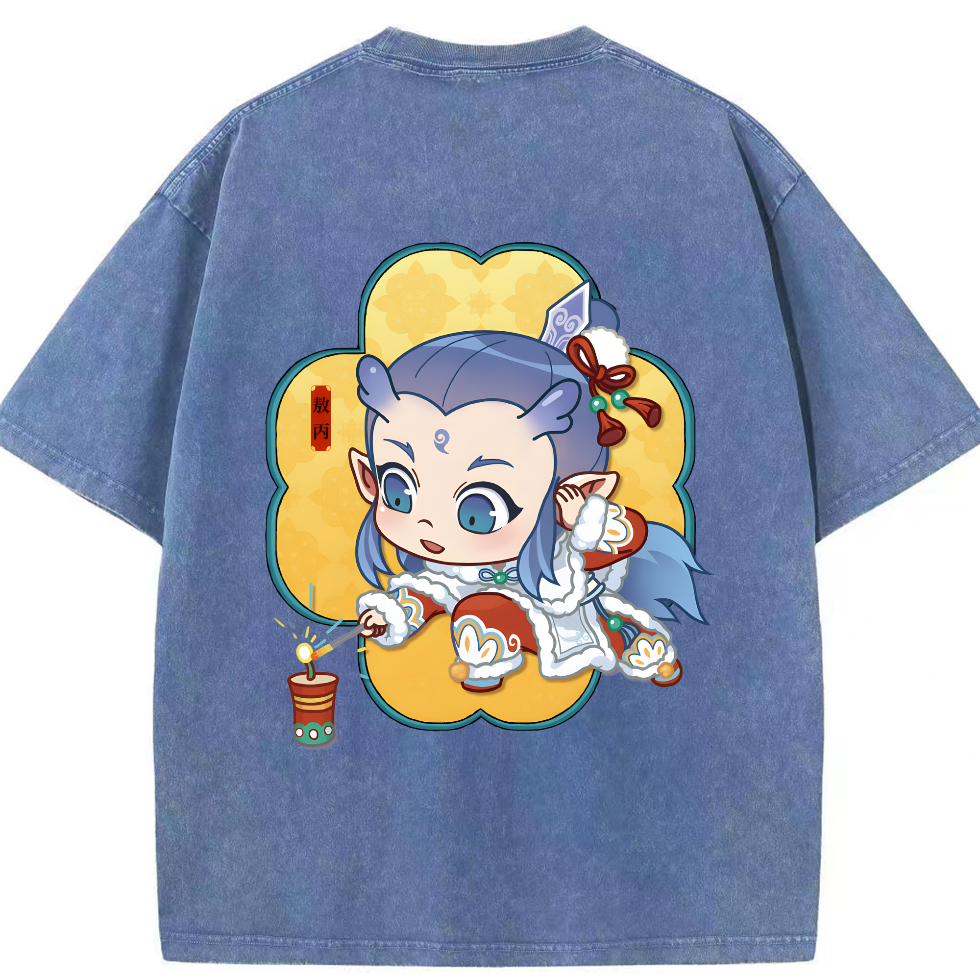 Ne Zha 2 ナタ 魔童の大暴れ 綿100% ヴィンテージ風 半袖Tシャツ（背面プリント）