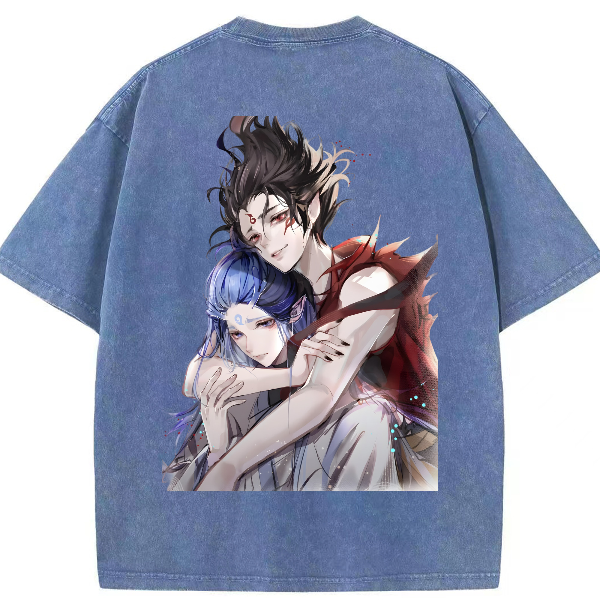 （画像用） Ne Zha 2 ナタ 魔童の大暴れ 綿100% ヴィンテージ風 半袖Tシャツ（背面プリント）