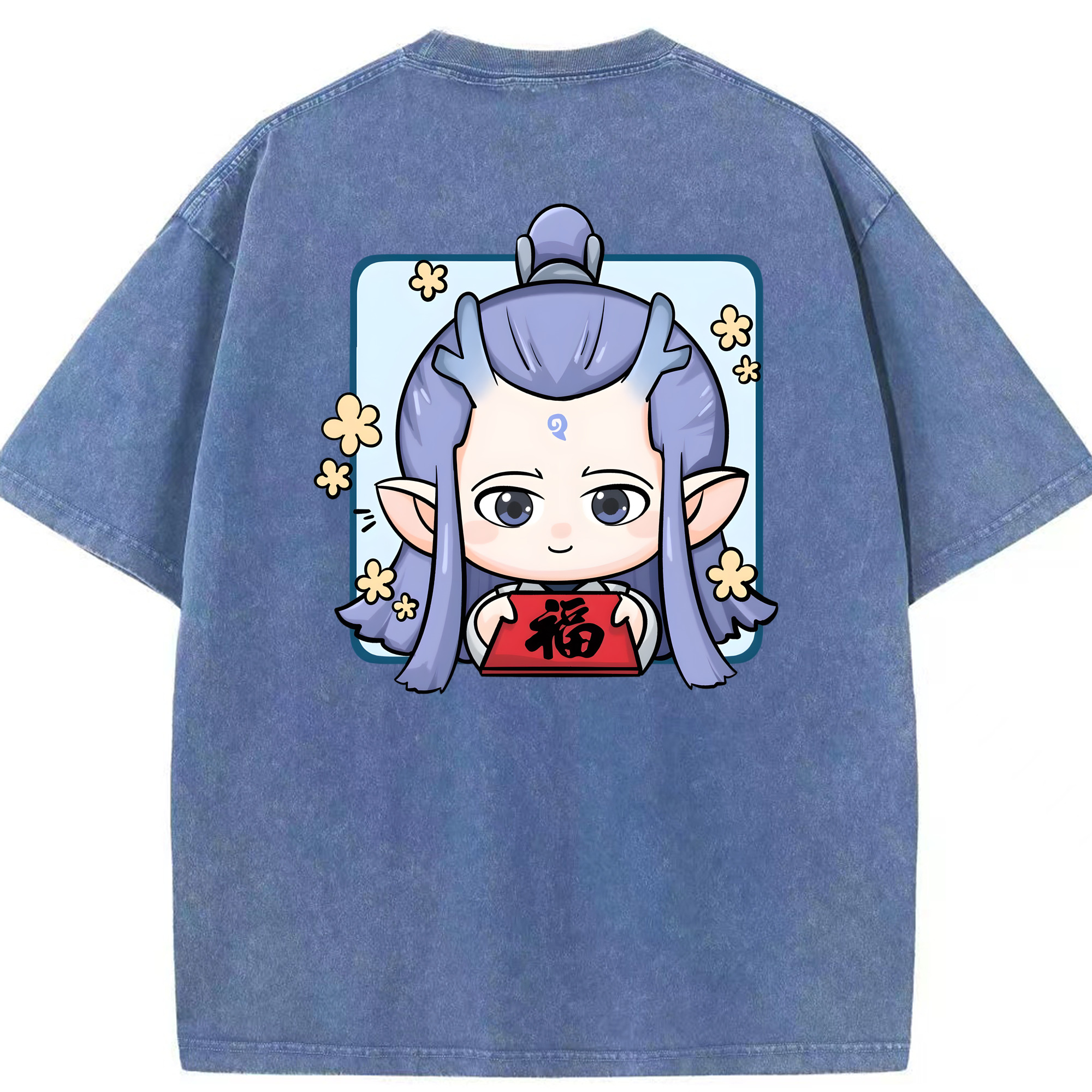 （画像用） Ne Zha 2 ナタ 魔童の大暴れ 綿100% ヴィンテージ風 半袖Tシャツ（背面プリント）