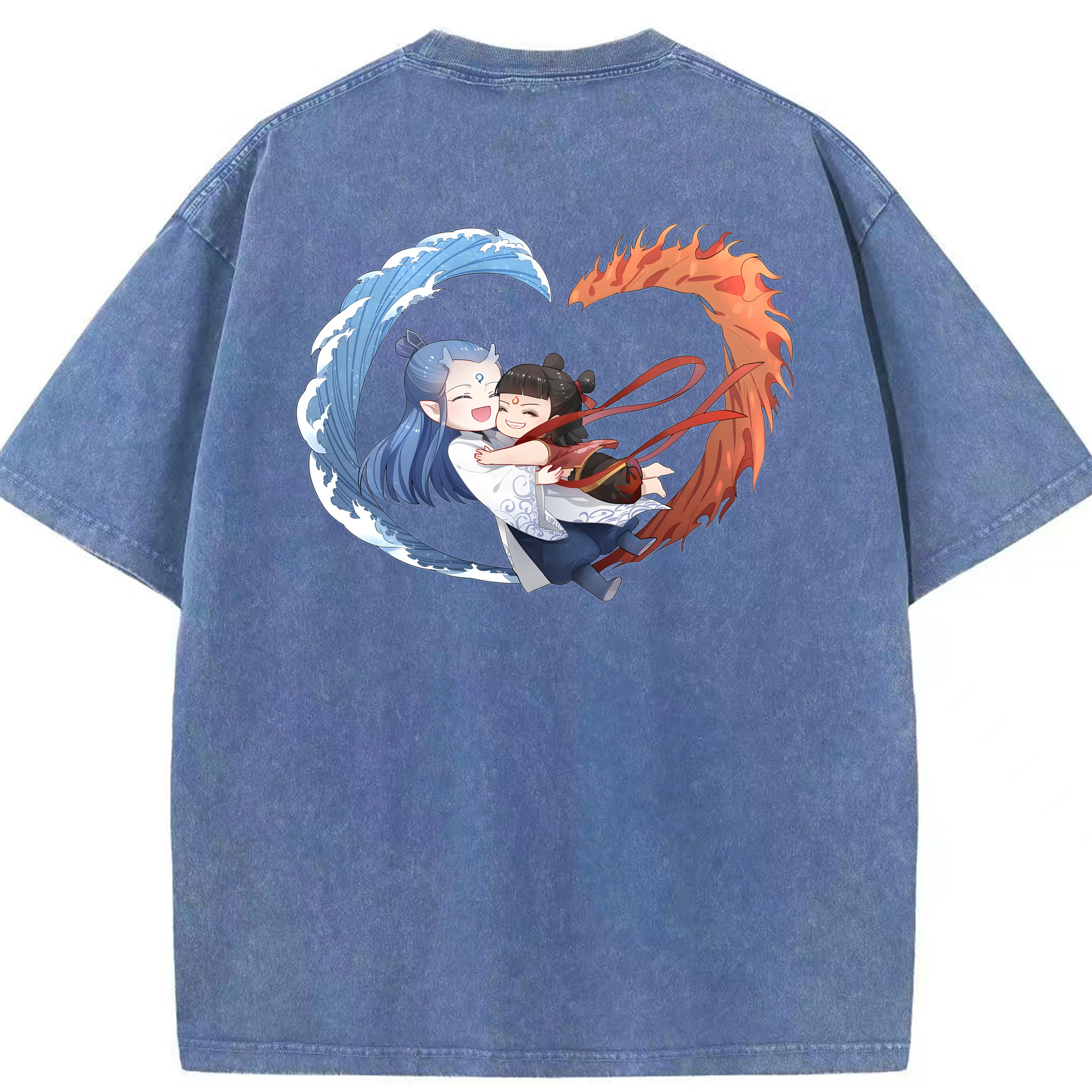 （画像用） Ne Zha 2 ナタ 魔童の大暴れ 綿100% ヴィンテージ風 半袖Tシャツ（背面プリント）