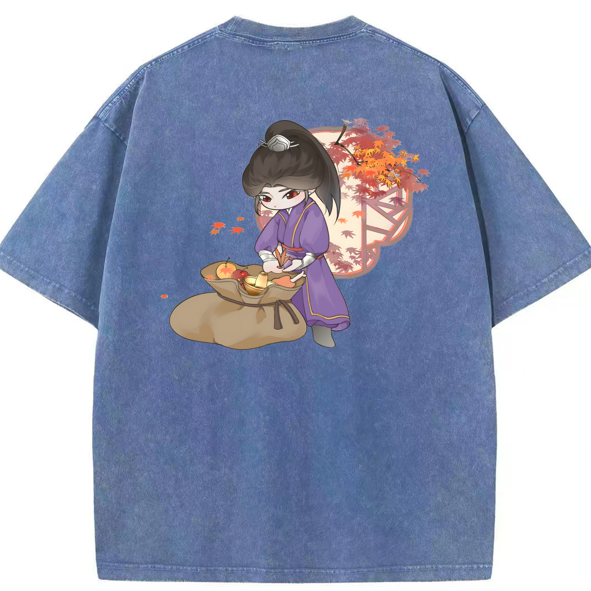 （画像用） Ne Zha 2 ナタ 魔童の大暴れ 綿100% ヴィンテージ風 半袖Tシャツ（背面プリント）