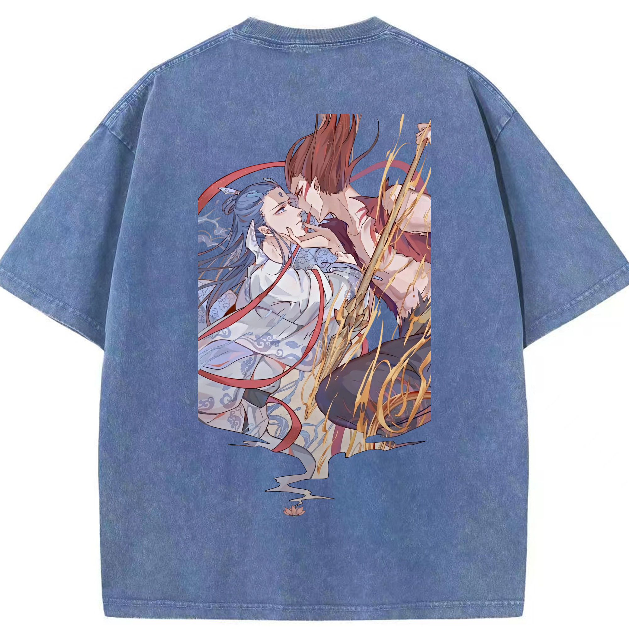 （画像用） Ne Zha 2 ナタ 魔童の大暴れ 綿100% ヴィンテージ風 半袖Tシャツ（背面プリント）