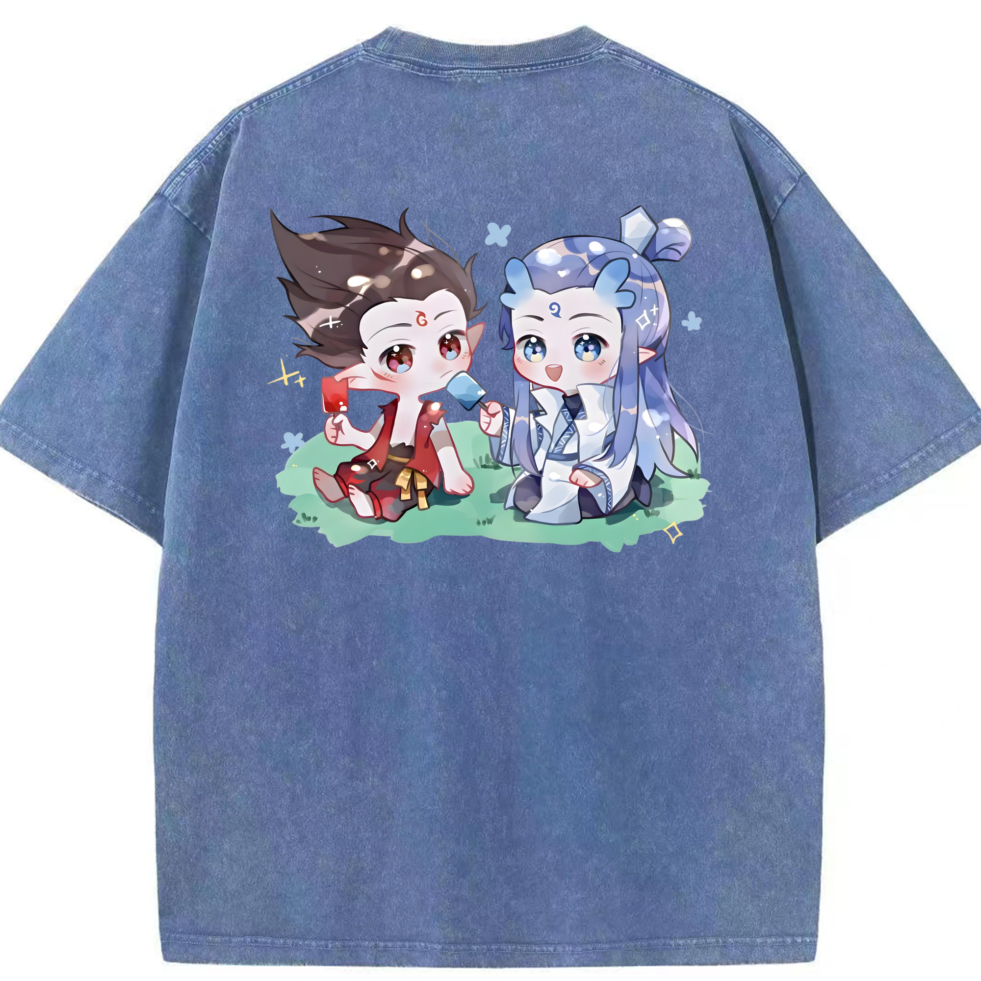 （画像用） Ne Zha 2 ナタ 魔童の大暴れ 綿100% ヴィンテージ風 半袖Tシャツ（背面プリント）