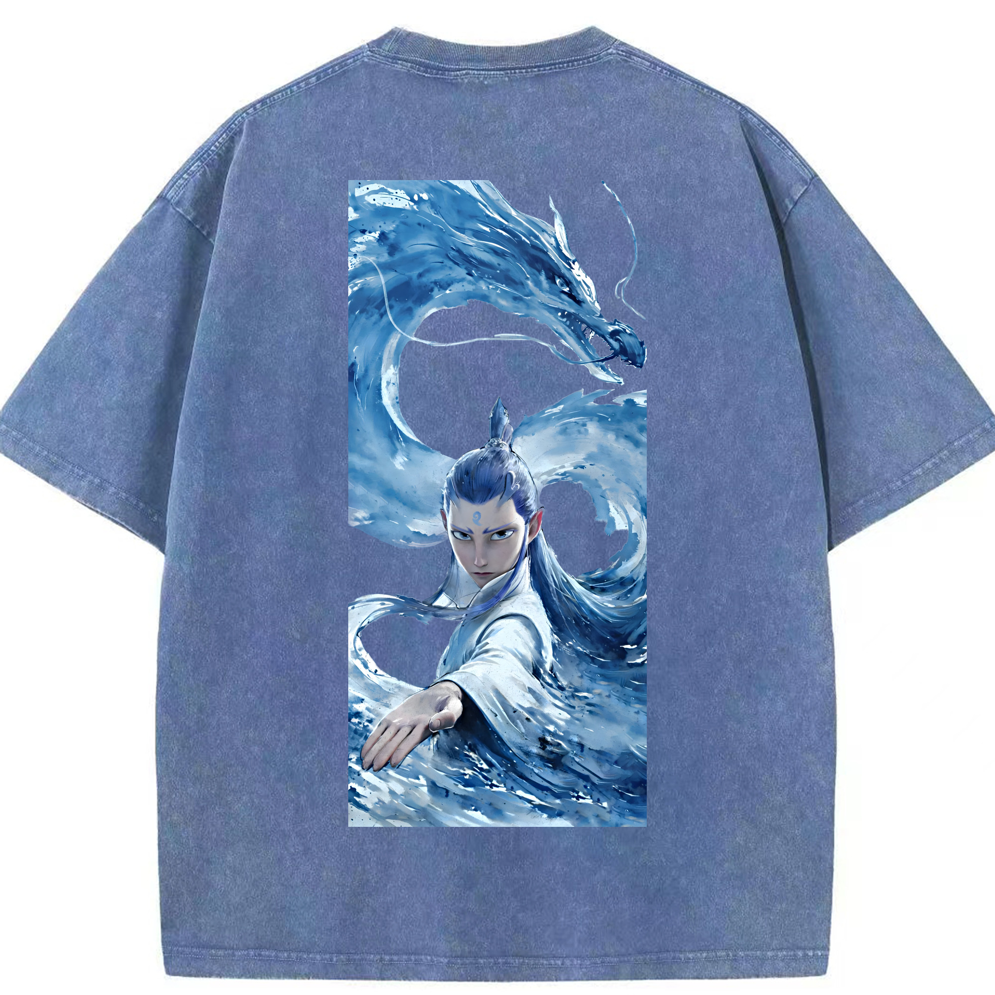 （画像用） Ne Zha 2 ナタ 魔童の大暴れ 綿100% ヴィンテージ風 半袖Tシャツ（背面プリント）