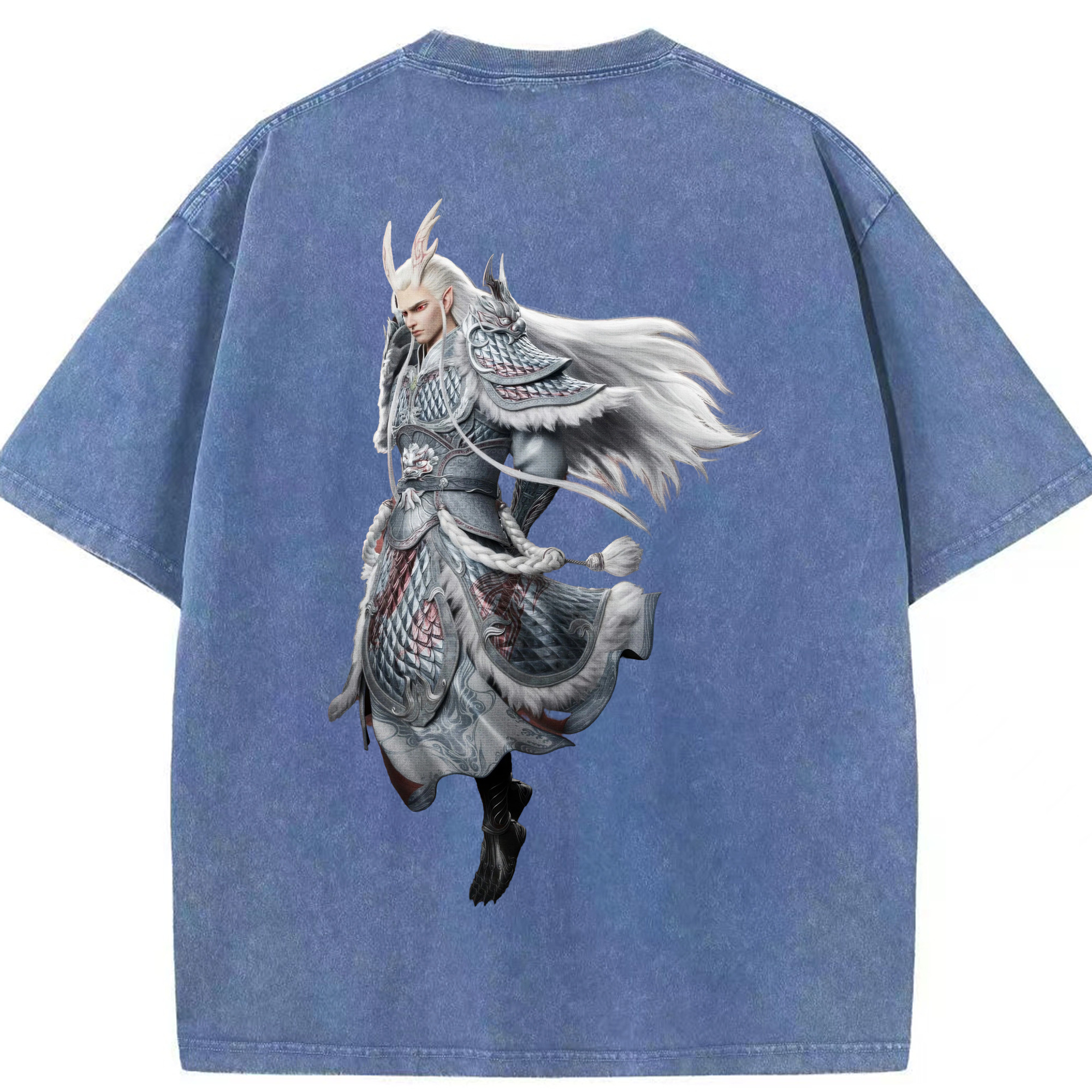 （画像用） Ne Zha 2 ナタ 魔童の大暴れ 綿100% ヴィンテージ風 半袖Tシャツ（背面プリント）
