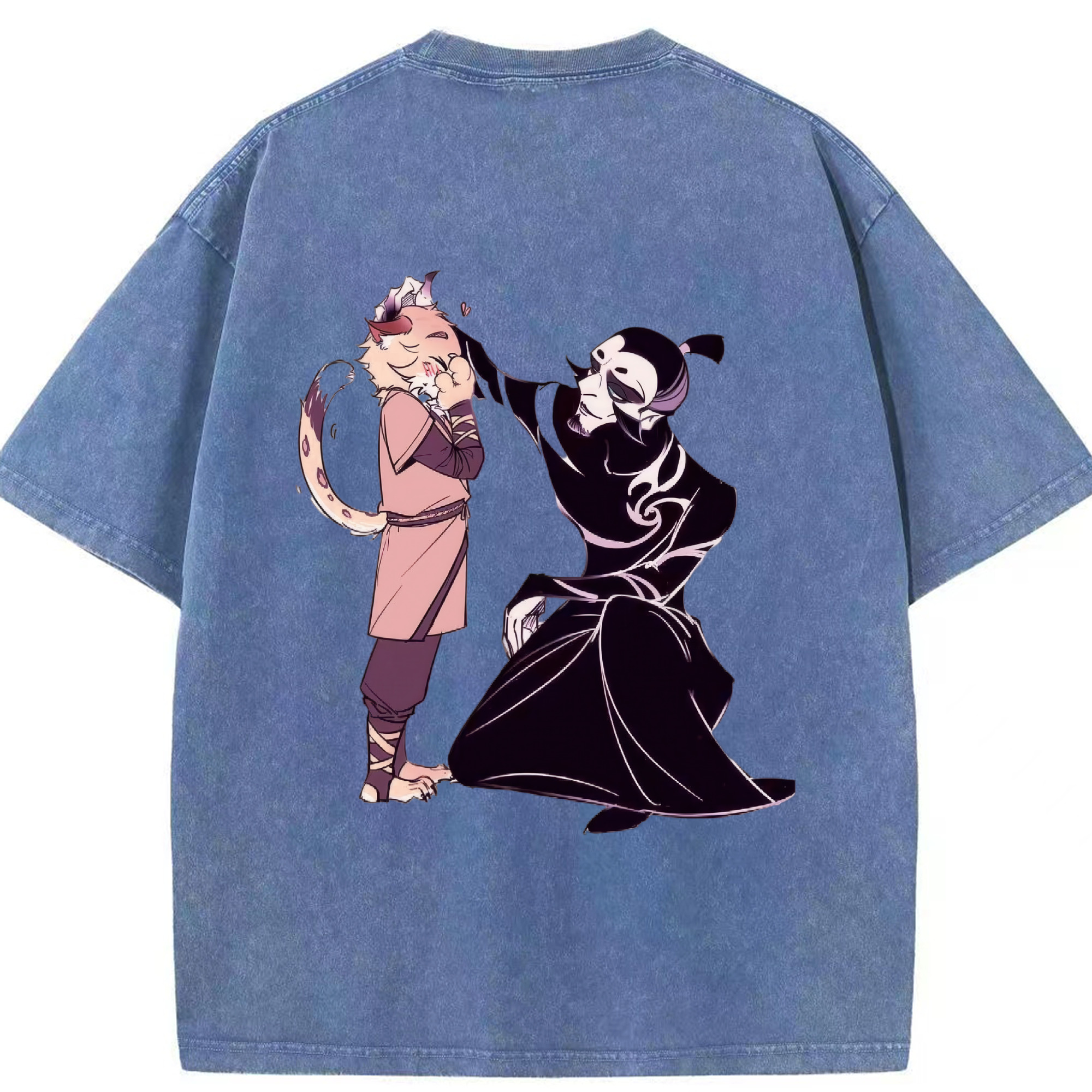 （画像用） Ne Zha 2 ナタ 魔童の大暴れ 綿100% ヴィンテージ風 半袖Tシャツ（背面プリント）
