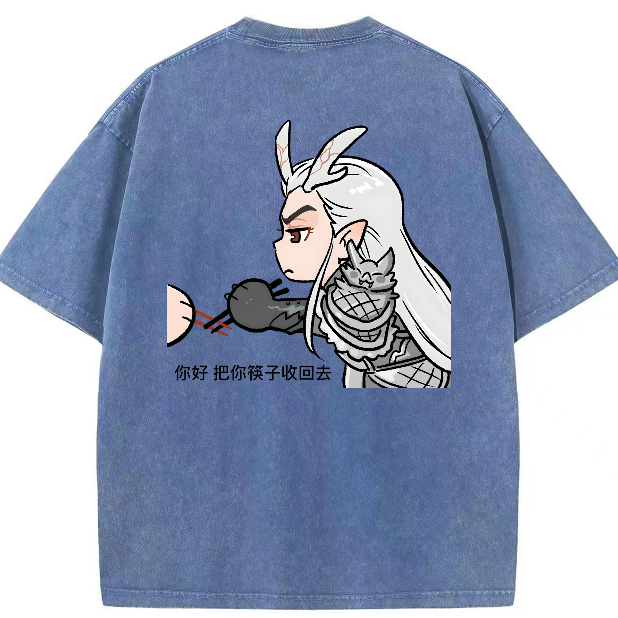 （画像用） Ne Zha 2 ナタ 魔童の大暴れ 綿100% ヴィンテージ風 半袖Tシャツ（背面プリント）