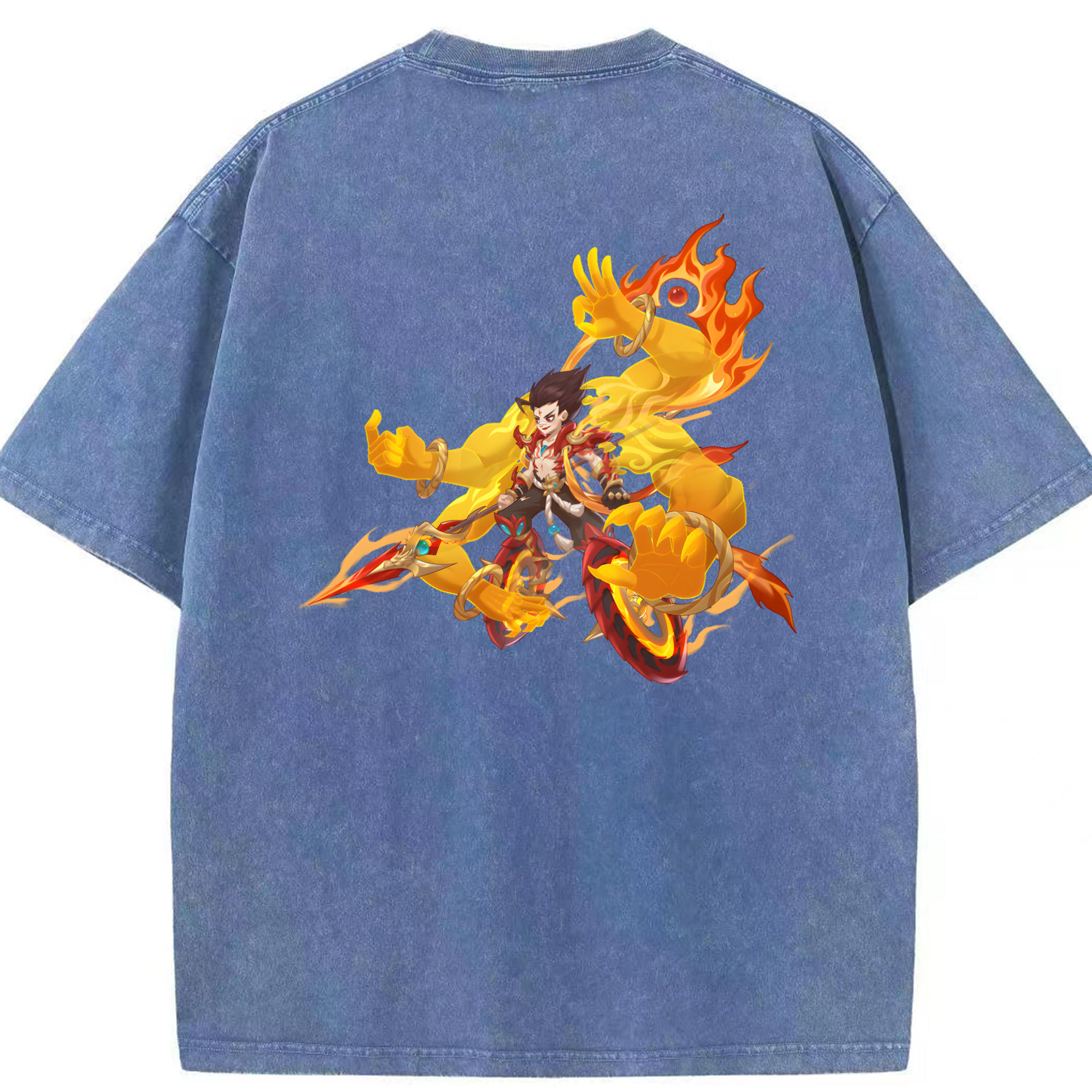 （画像用） Ne Zha 2 ナタ 魔童の大暴れ 綿100% ヴィンテージ風 半袖Tシャツ（背面プリント）