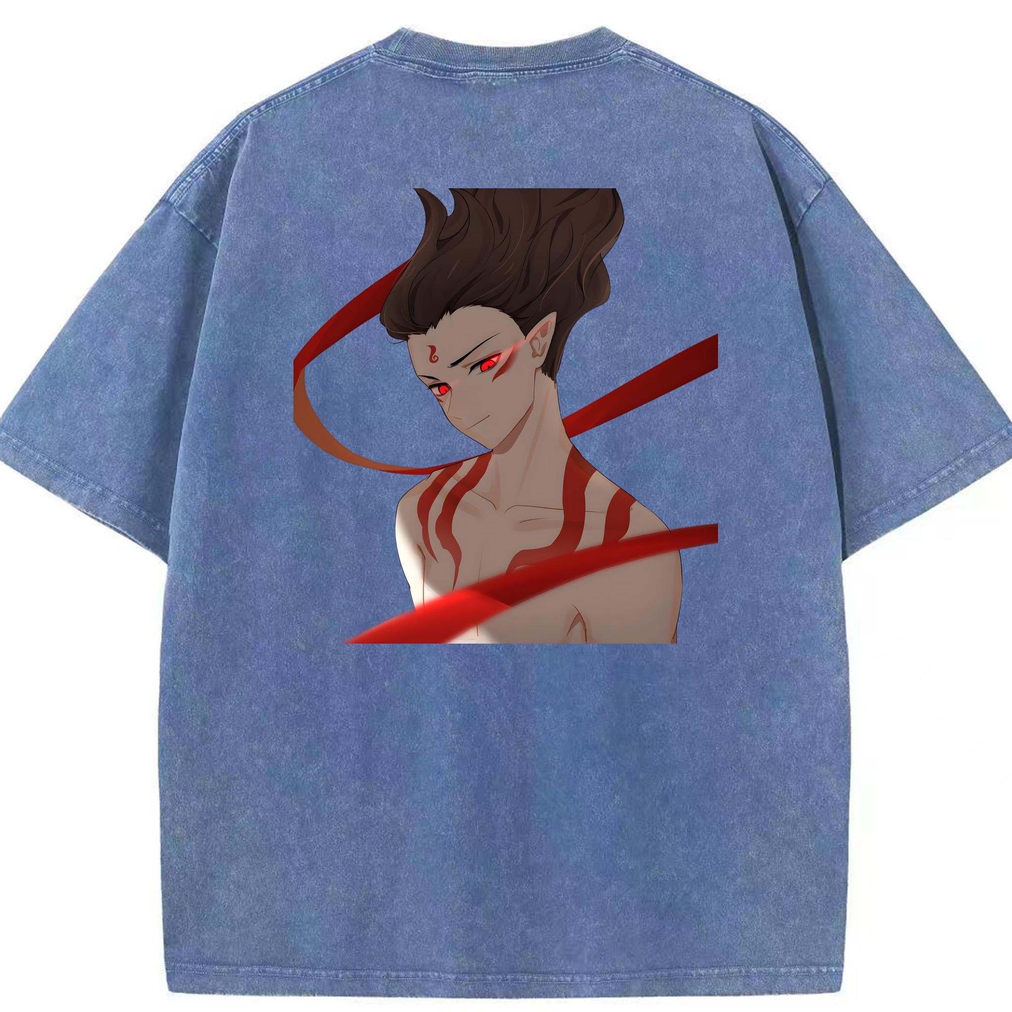 （画像用） Ne Zha 2 ナタ 魔童の大暴れ 綿100% ヴィンテージ風 半袖Tシャツ（背面プリント）