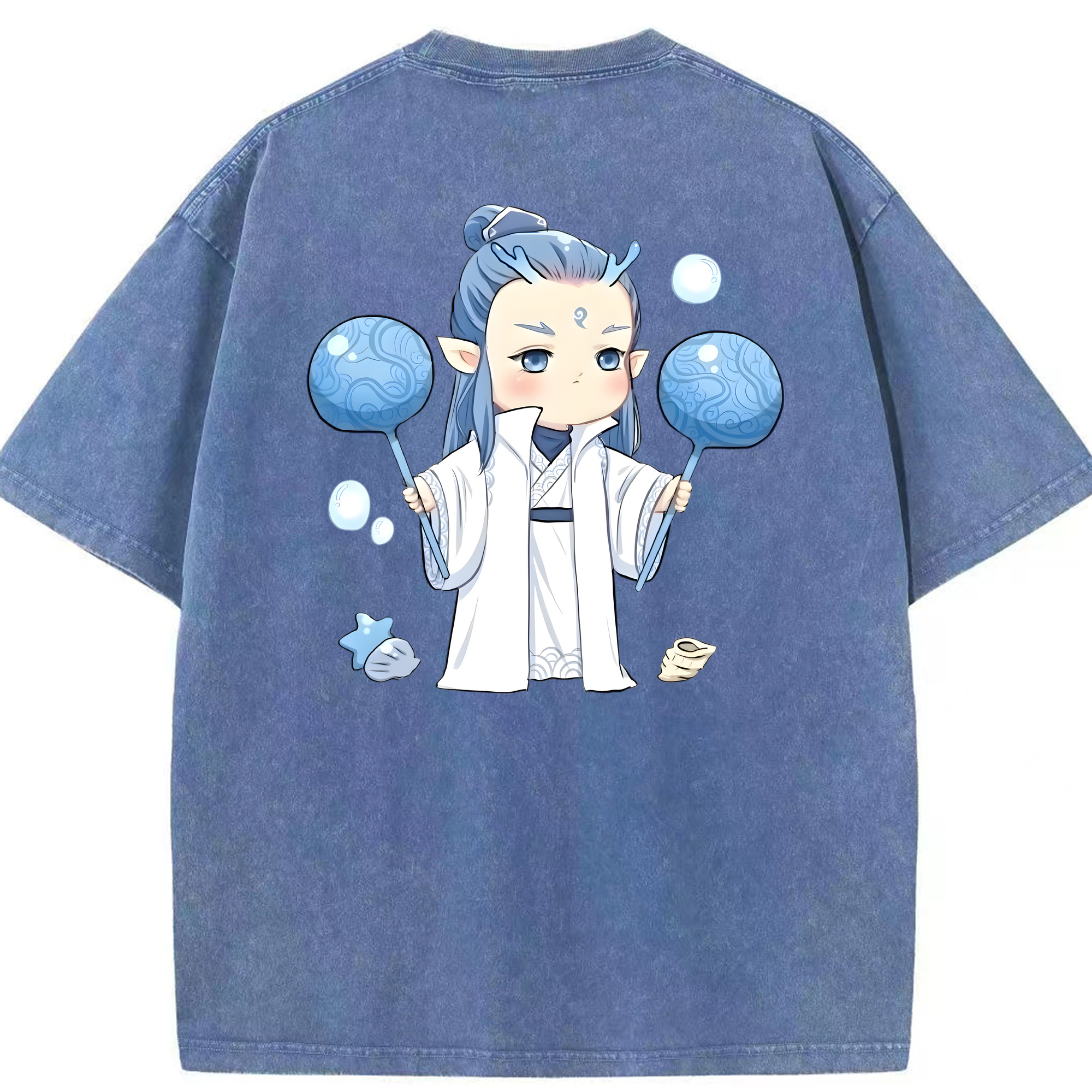 （画像用） Ne Zha 2 ナタ 魔童の大暴れ 綿100% ヴィンテージ風 半袖Tシャツ（背面プリント）