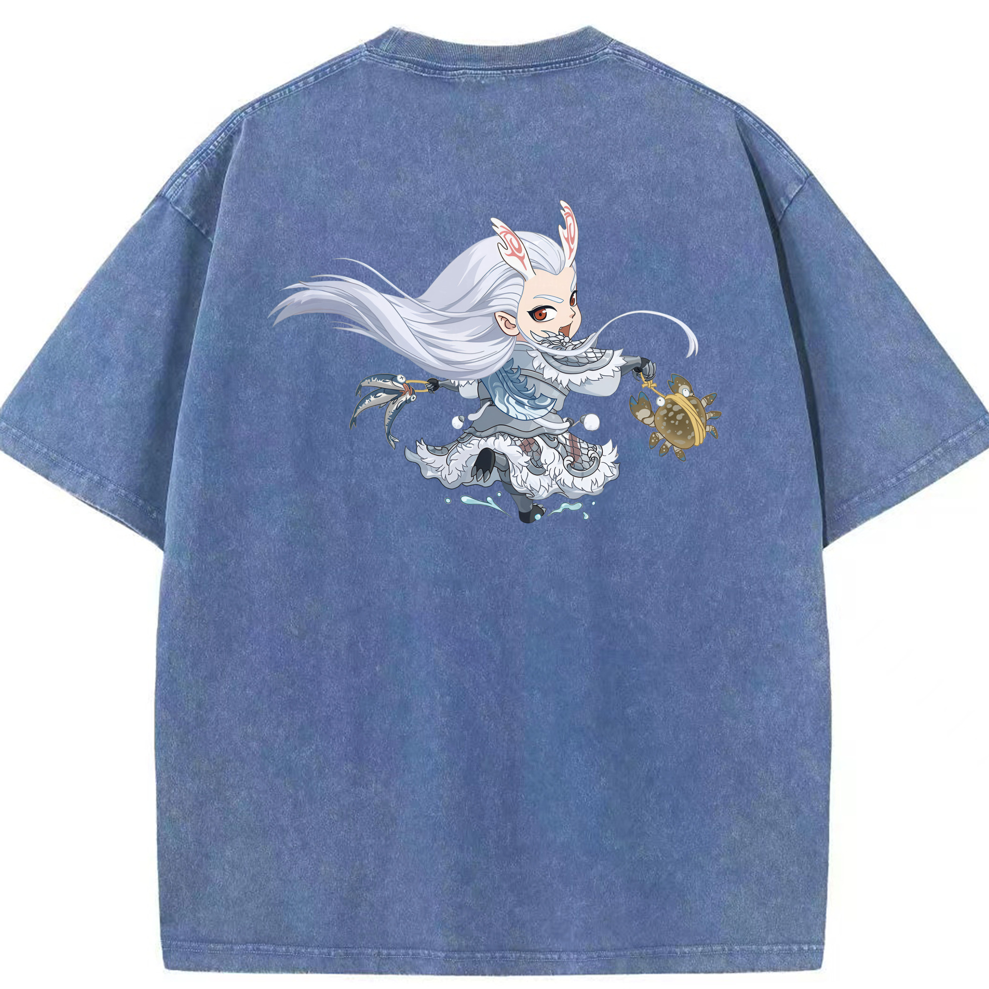 （画像用） Ne Zha 2 ナタ 魔童の大暴れ 綿100% ヴィンテージ風 半袖Tシャツ（背面プリント）