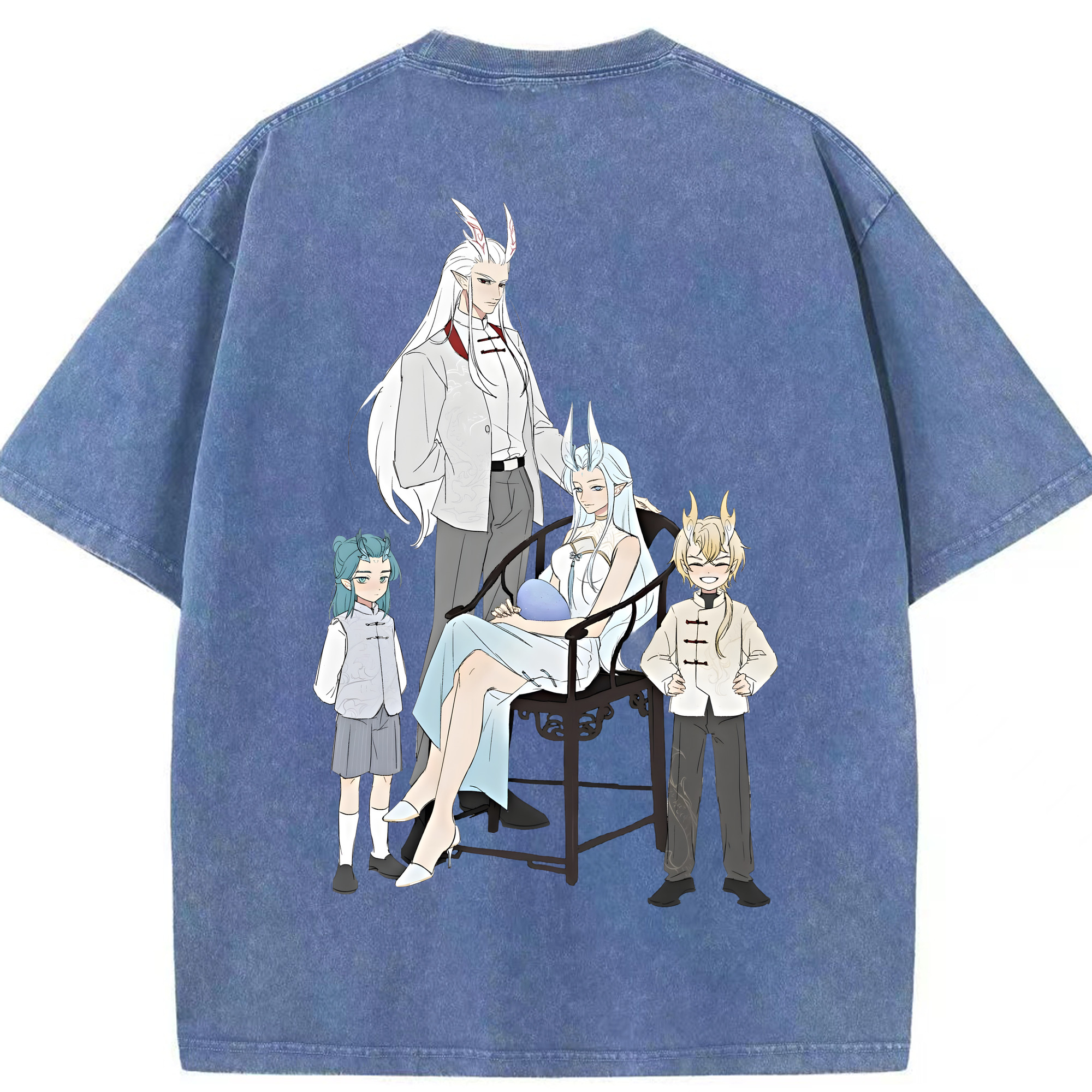 （画像用） Ne Zha 2 ナタ 魔童の大暴れ 綿100% ヴィンテージ風 半袖Tシャツ（背面プリント）