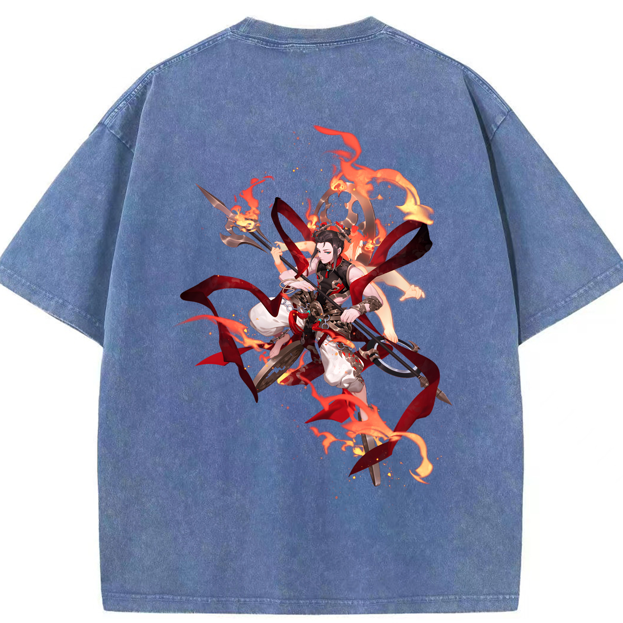 （画像用） Ne Zha 2 ナタ 魔童の大暴れ 綿100% ヴィンテージ風 半袖Tシャツ（背面プリント）