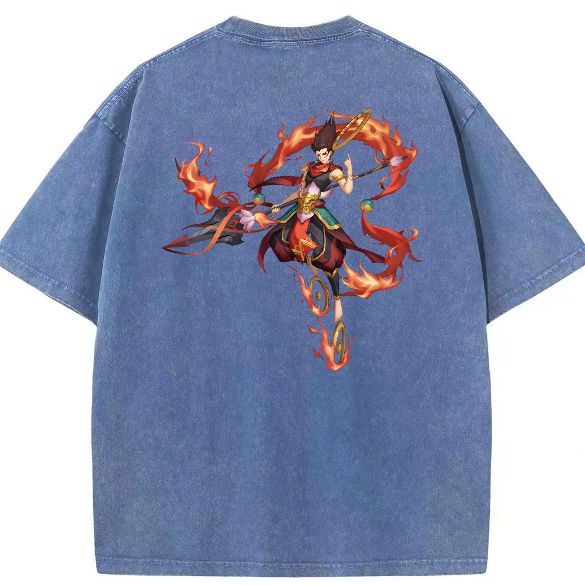 （画像用） Ne Zha 2 ナタ 魔童の大暴れ 綿100% ヴィンテージ風 半袖Tシャツ（背面プリント）