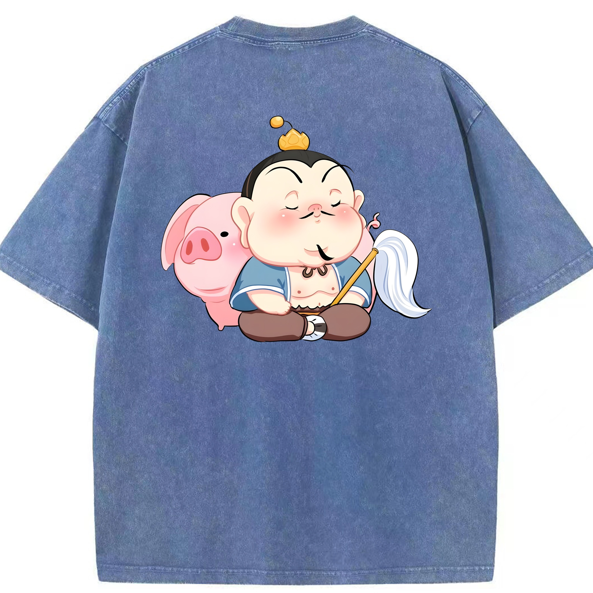 （画像用） Ne Zha 2 ナタ 魔童の大暴れ 綿100% ヴィンテージ風 半袖Tシャツ（背面プリント）