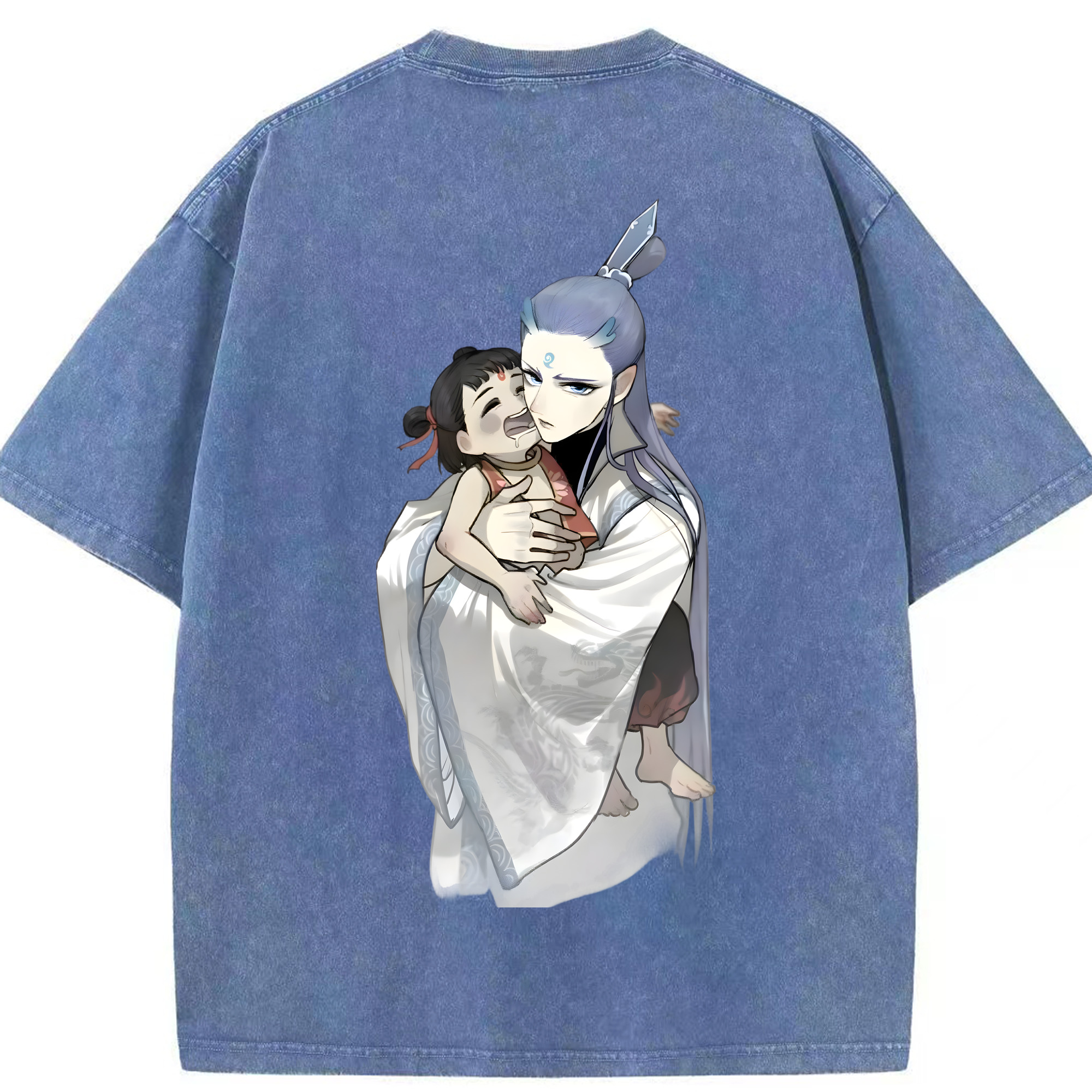 （画像用） Ne Zha 2 ナタ 魔童の大暴れ 綿100% ヴィンテージ風 半袖Tシャツ（背面プリント）
