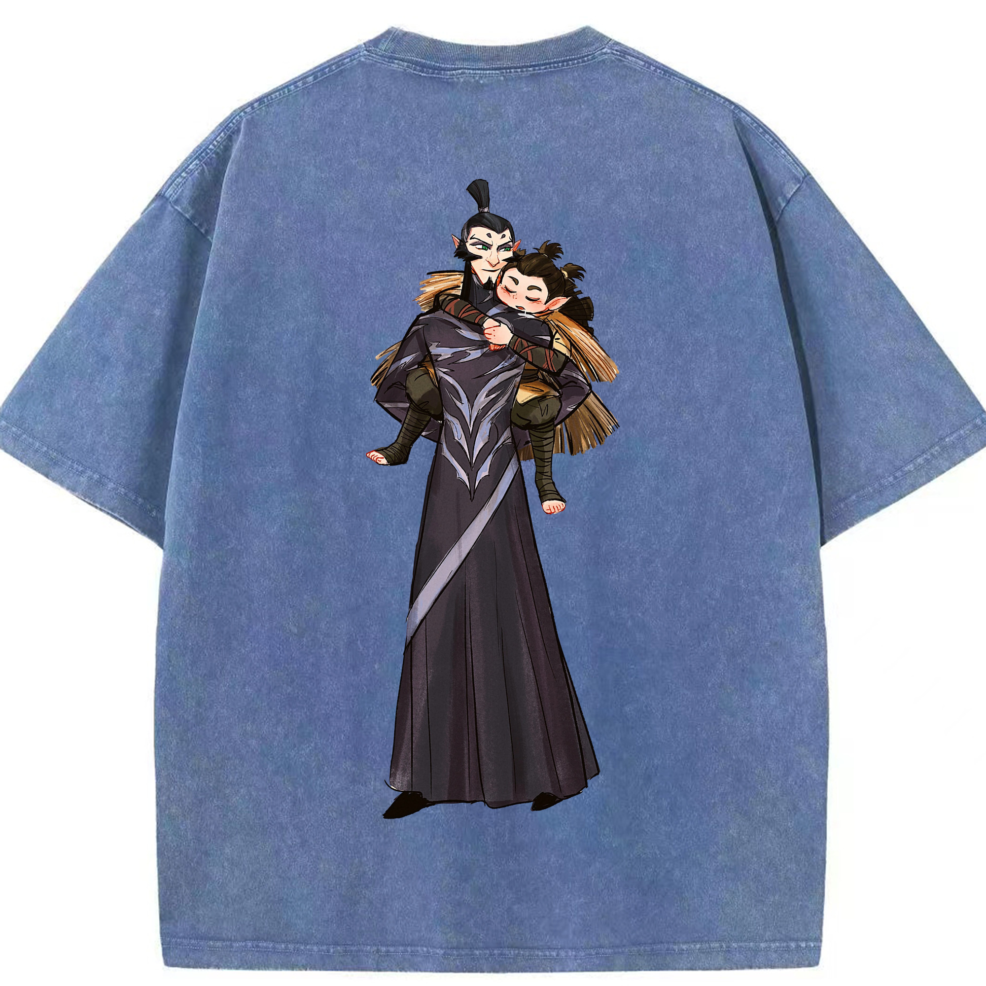 （画像用） Ne Zha 2 ナタ 魔童の大暴れ 綿100% ヴィンテージ風 半袖Tシャツ（背面プリント）