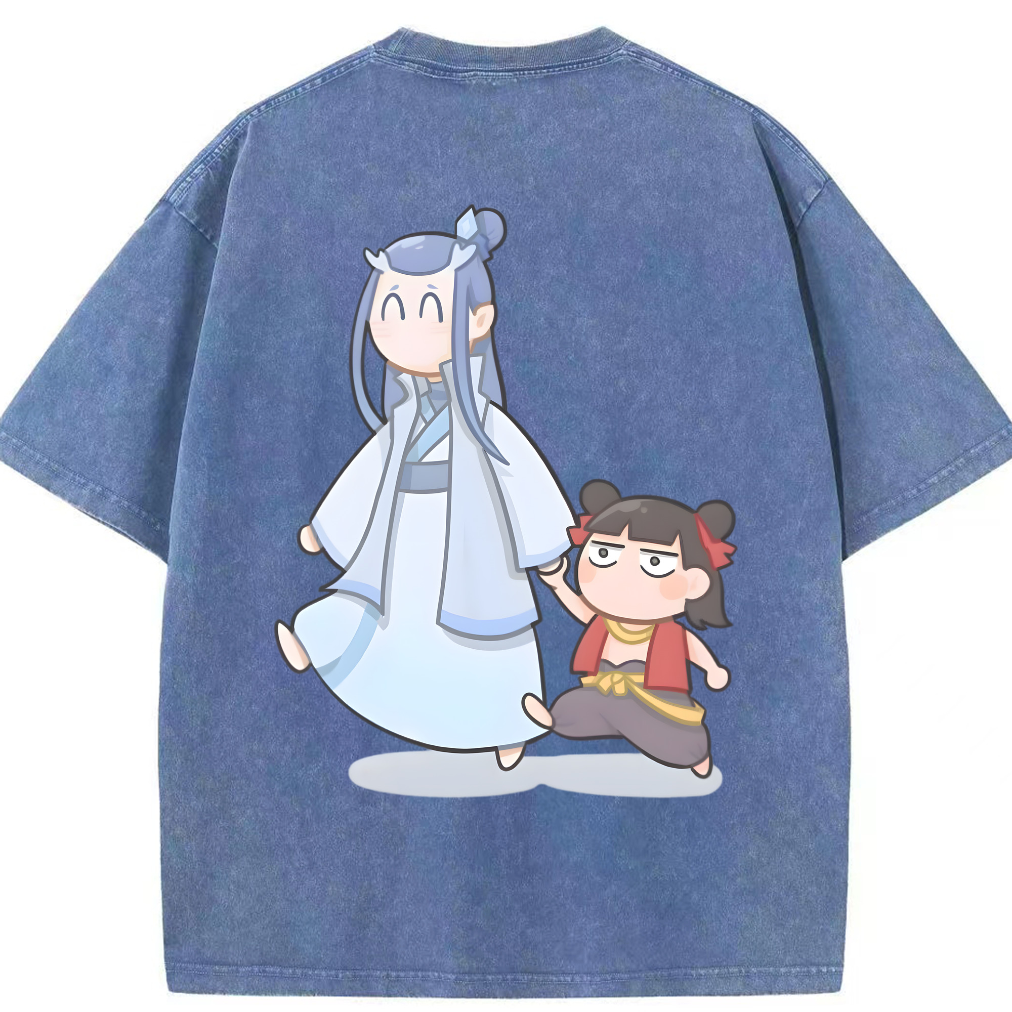 （画像用） Ne Zha 2 ナタ 魔童の大暴れ 綿100% ヴィンテージ風 半袖Tシャツ（背面プリント）