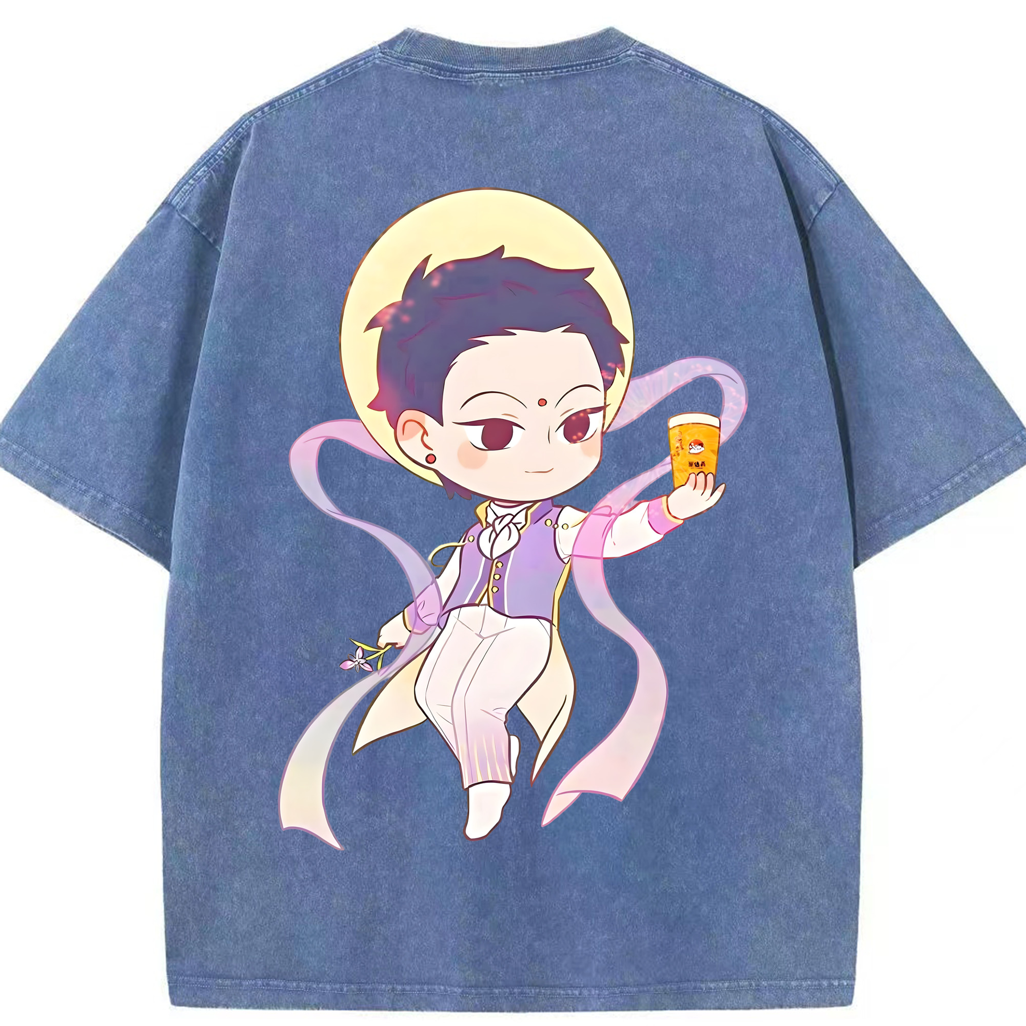 （画像用） Ne Zha 2 ナタ 魔童の大暴れ 綿100% ヴィンテージ風 半袖Tシャツ（背面プリント）