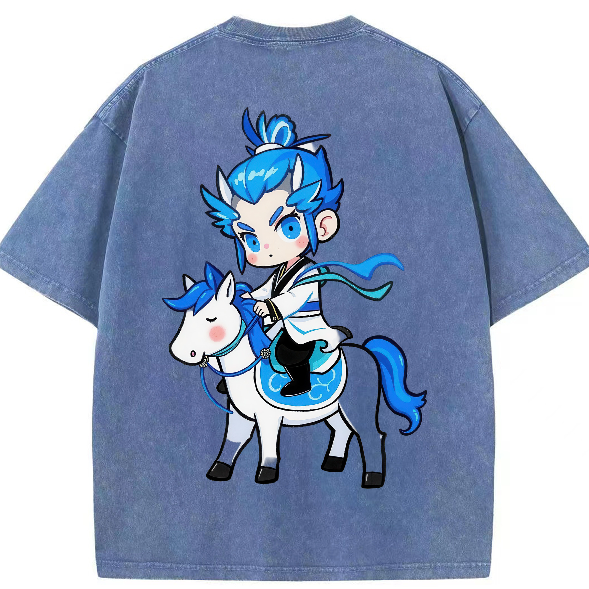 （画像用） Ne Zha 2 ナタ 魔童の大暴れ 綿100% ヴィンテージ風 半袖Tシャツ（背面プリント）