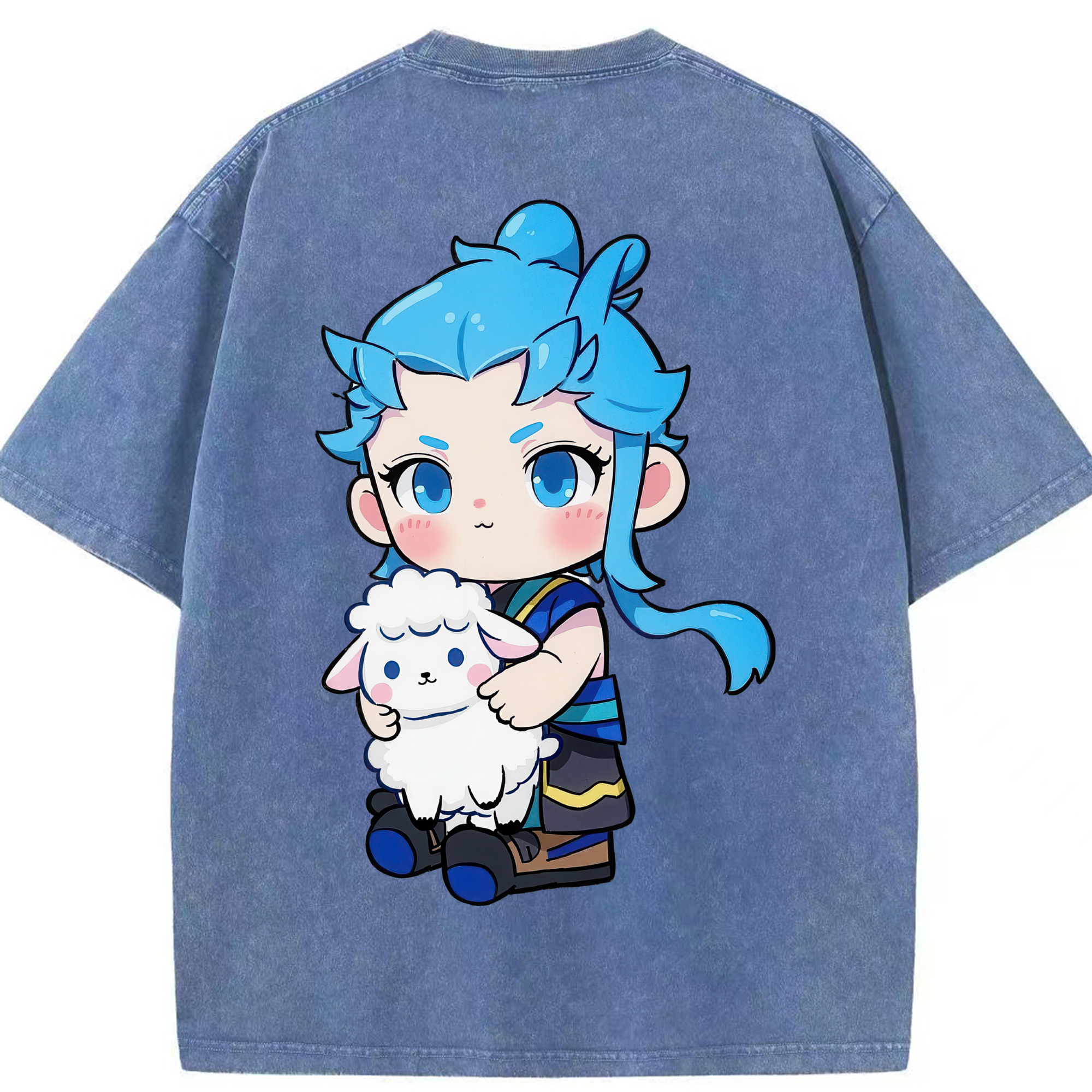 （画像用） Ne Zha 2 ナタ 魔童の大暴れ 綿100% ヴィンテージ風 半袖Tシャツ（背面プリント）