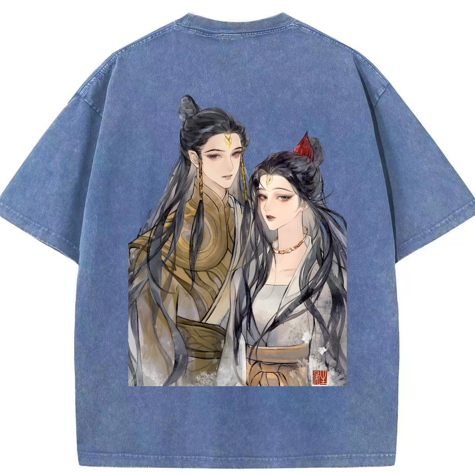 （画像用） Ne Zha 2 ナタ 魔童の大暴れ 綿100% ヴィンテージ風 半袖Tシャツ（背面プリント）