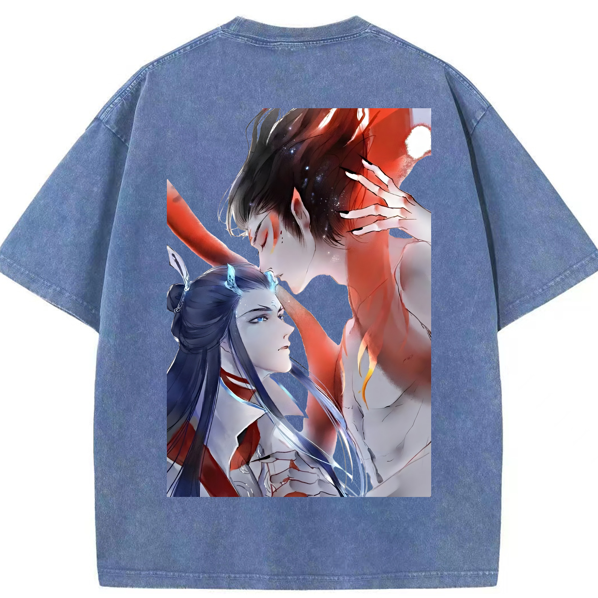 （画像用） Ne Zha 2 ナタ 魔童の大暴れ 綿100% ヴィンテージ風 半袖Tシャツ（背面プリント）
