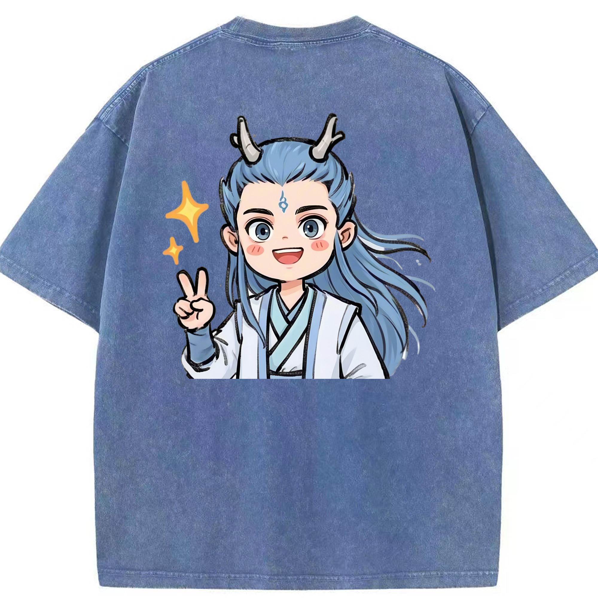 （画像用） Ne Zha 2 ナタ 魔童の大暴れ 綿100% ヴィンテージ風 半袖Tシャツ（背面プリント）