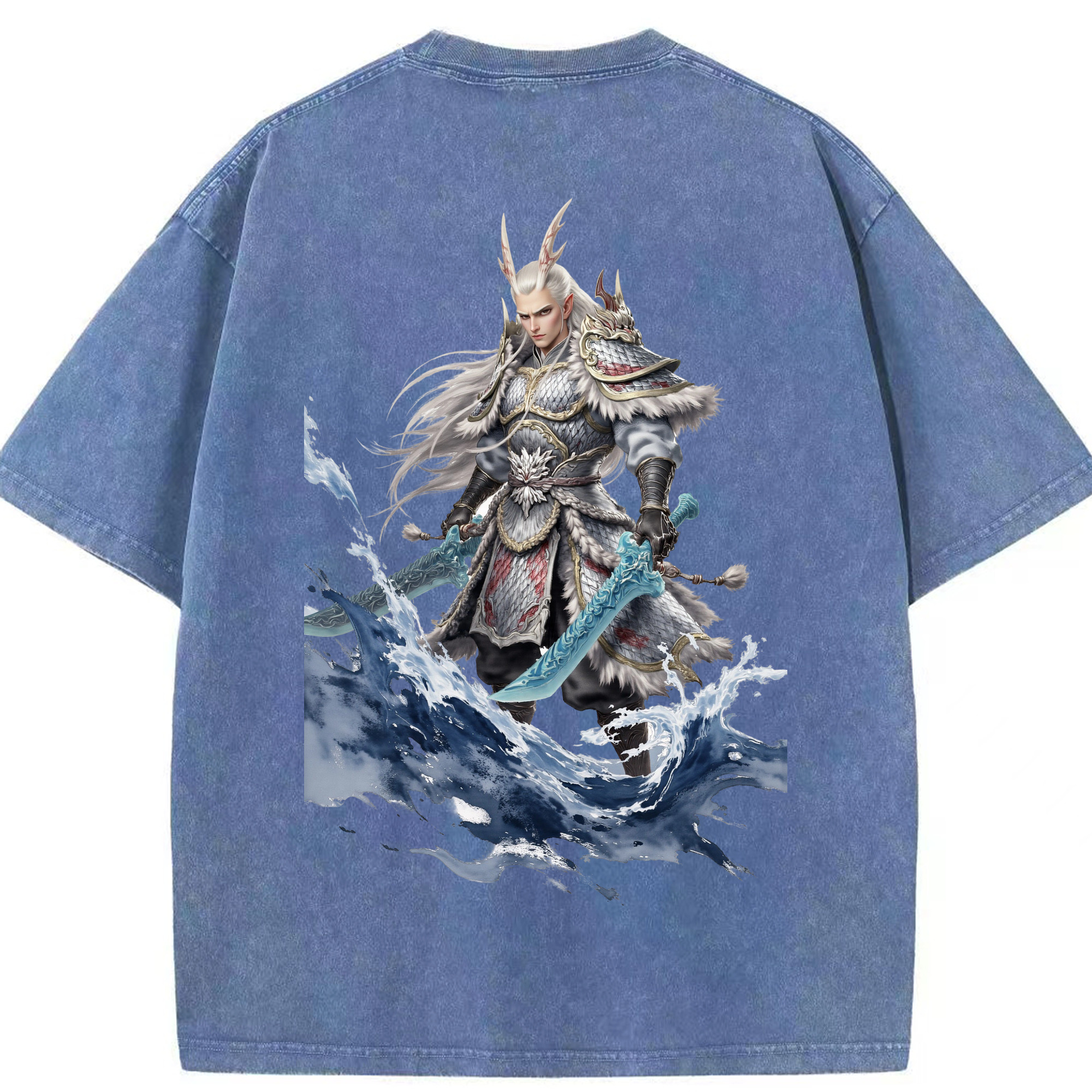 （画像用） Ne Zha 2 ナタ 魔童の大暴れ 綿100% ヴィンテージ風 半袖Tシャツ（背面プリント）