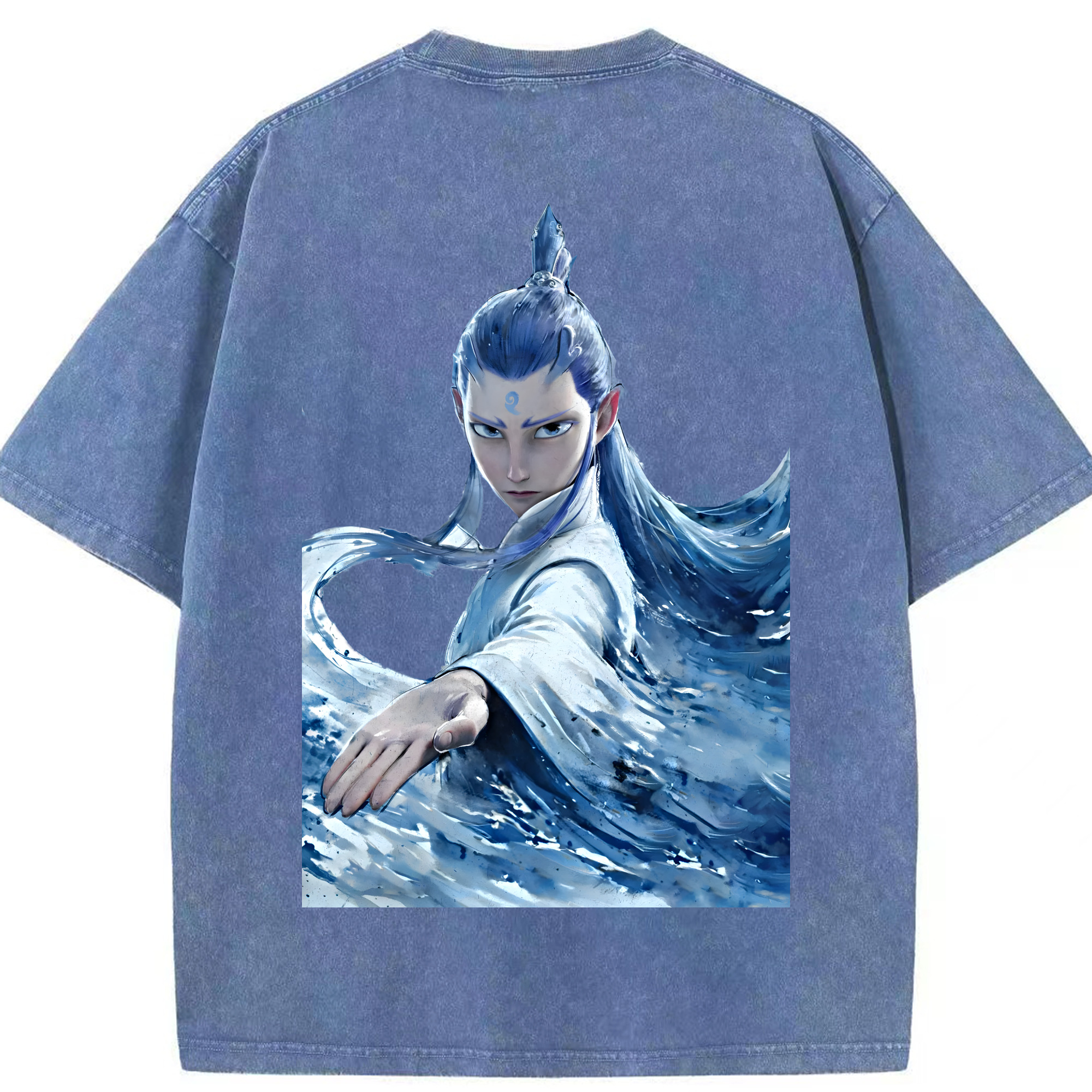 （画像用） Ne Zha 2 ナタ 魔童の大暴れ 綿100% ヴィンテージ風 半袖Tシャツ（背面プリント）