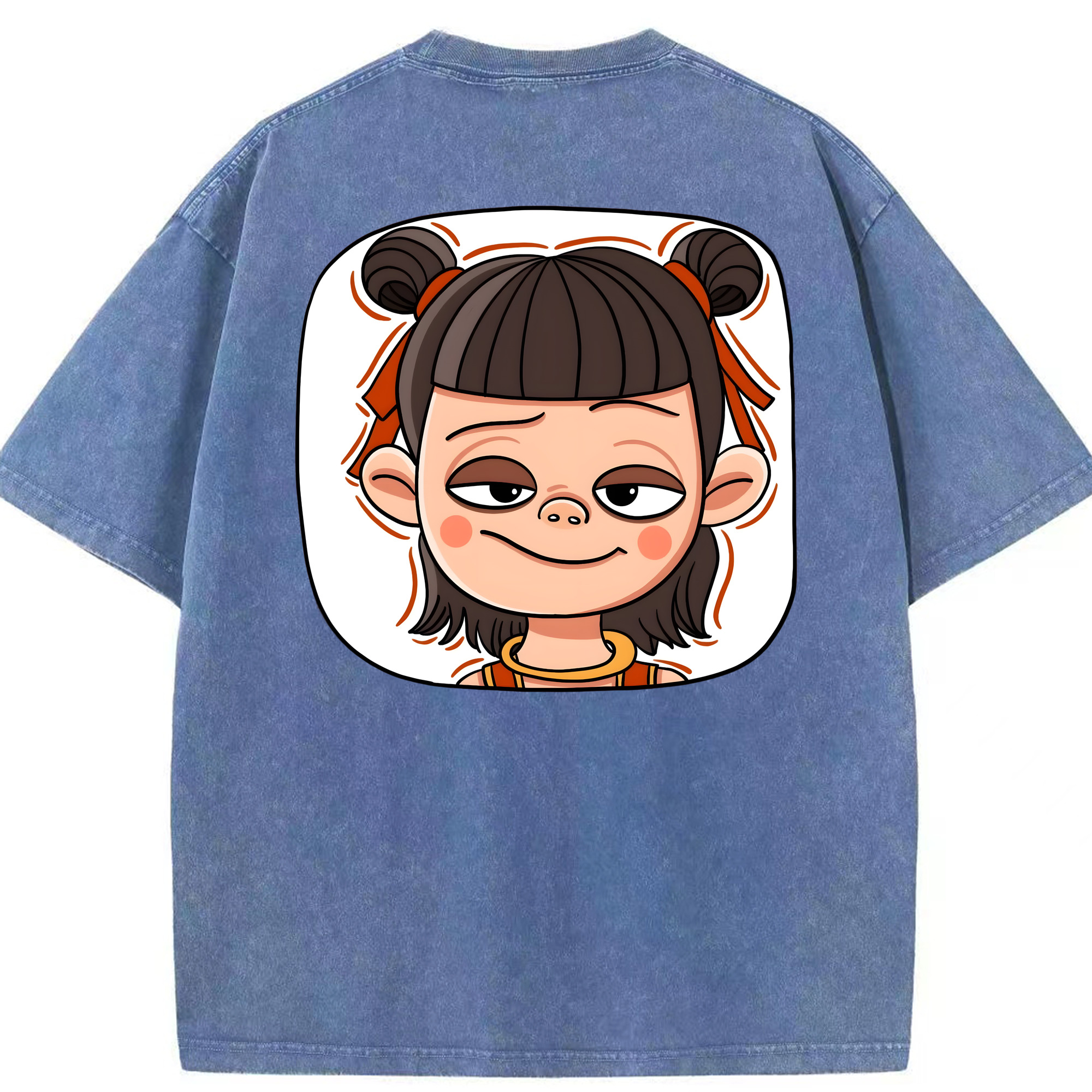 （画像用） Ne Zha 2 ナタ 魔童の大暴れ 綿100% ヴィンテージ風 半袖Tシャツ（背面プリント）