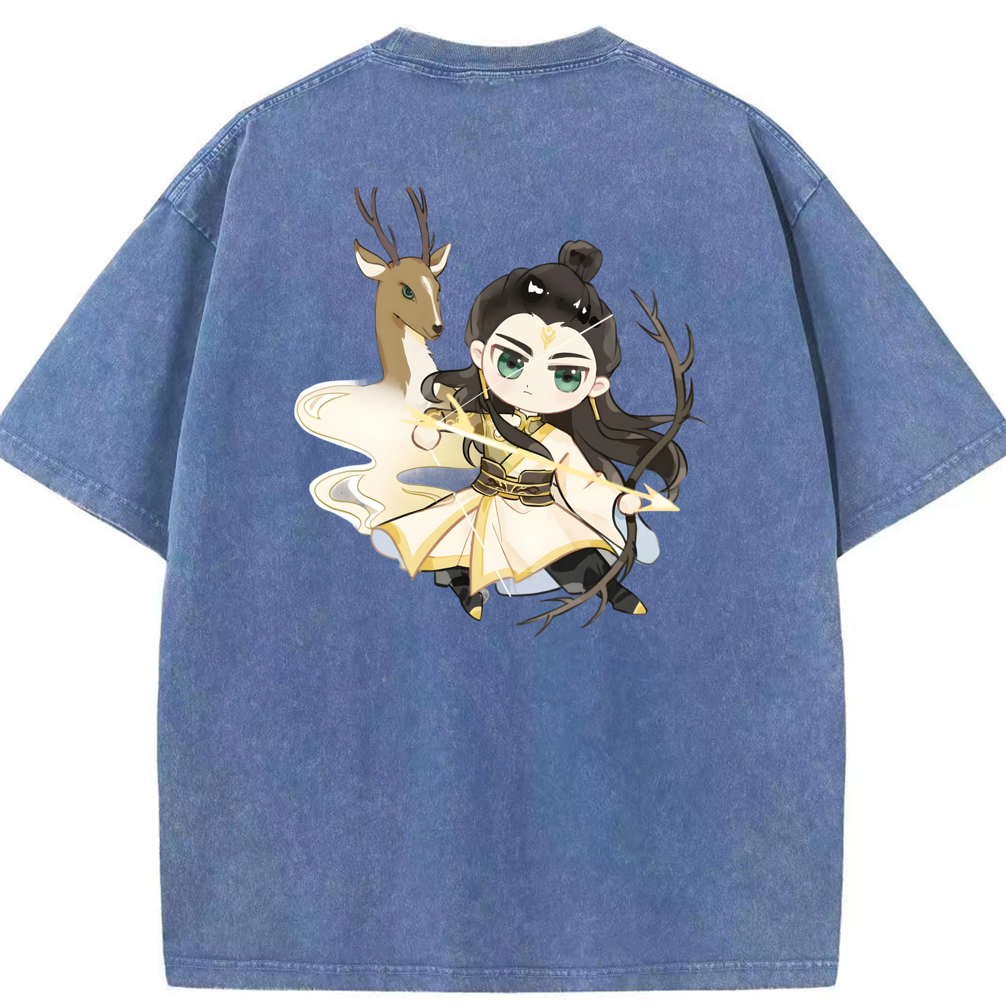 （画像用） Ne Zha 2 ナタ 魔童の大暴れ 綿100% ヴィンテージ風 半袖Tシャツ（背面プリント）