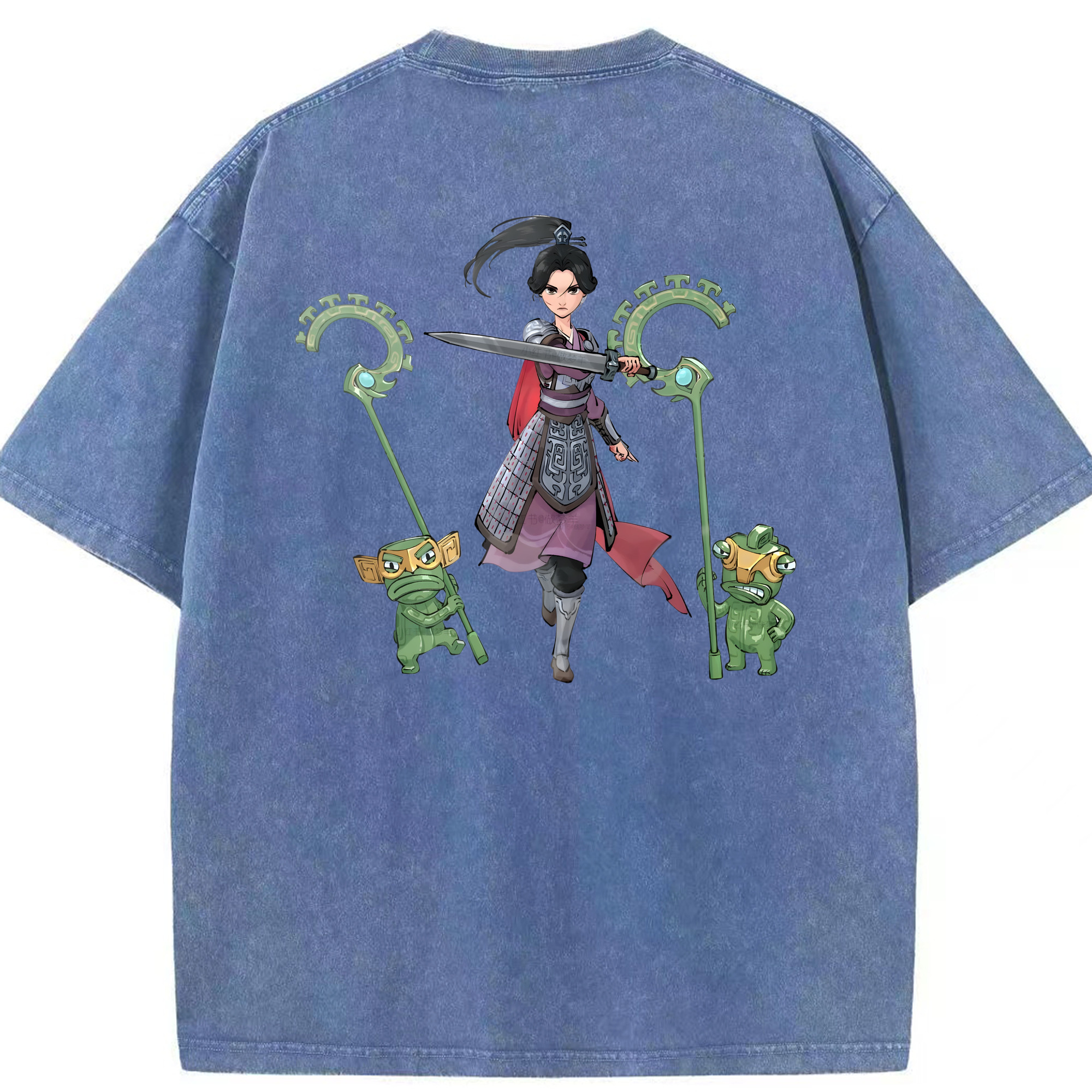 （画像用） Ne Zha 2 ナタ 魔童の大暴れ 綿100% ヴィンテージ風 半袖Tシャツ（背面プリント）
