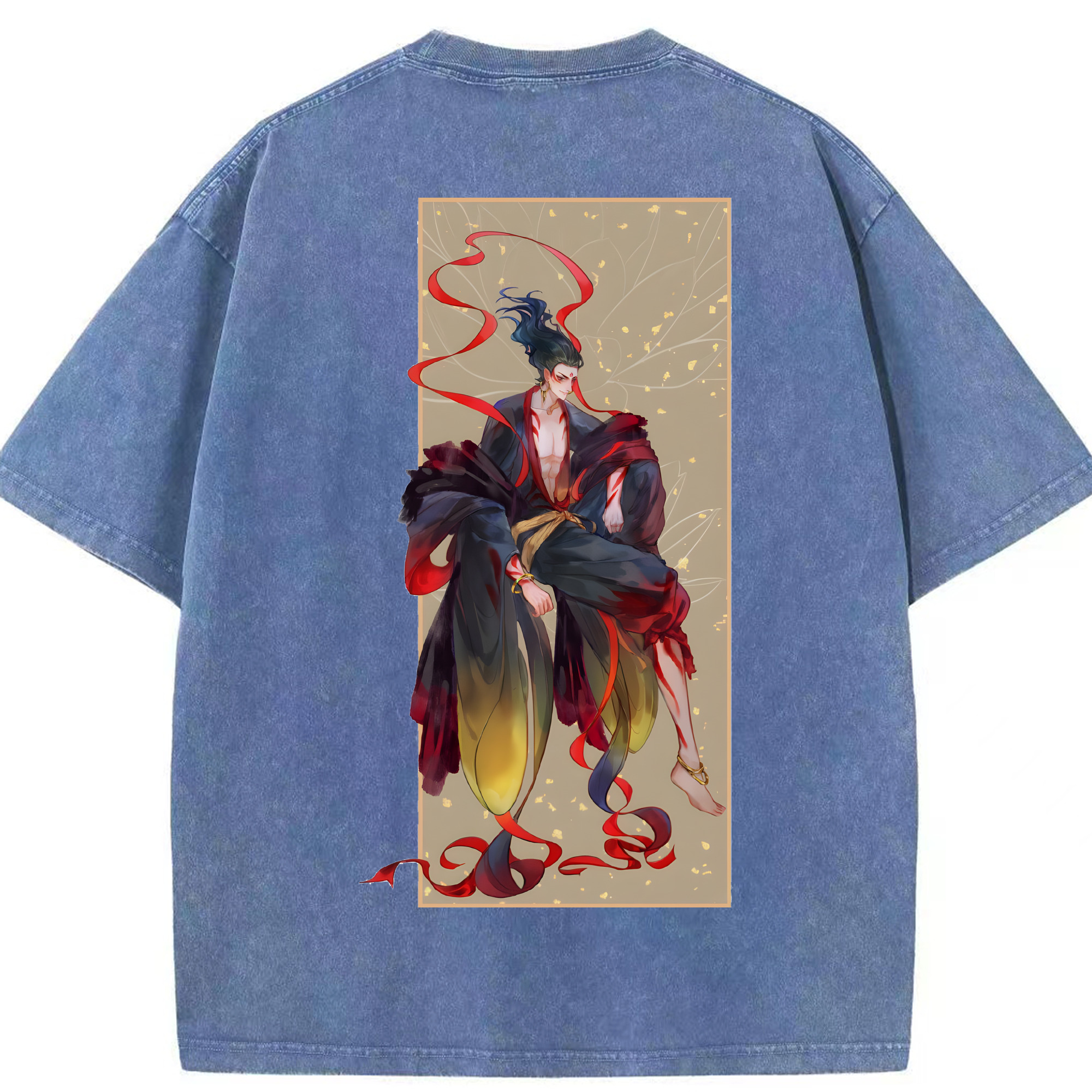 （画像用） Ne Zha 2 ナタ 魔童の大暴れ 綿100% ヴィンテージ風 半袖Tシャツ（背面プリント）