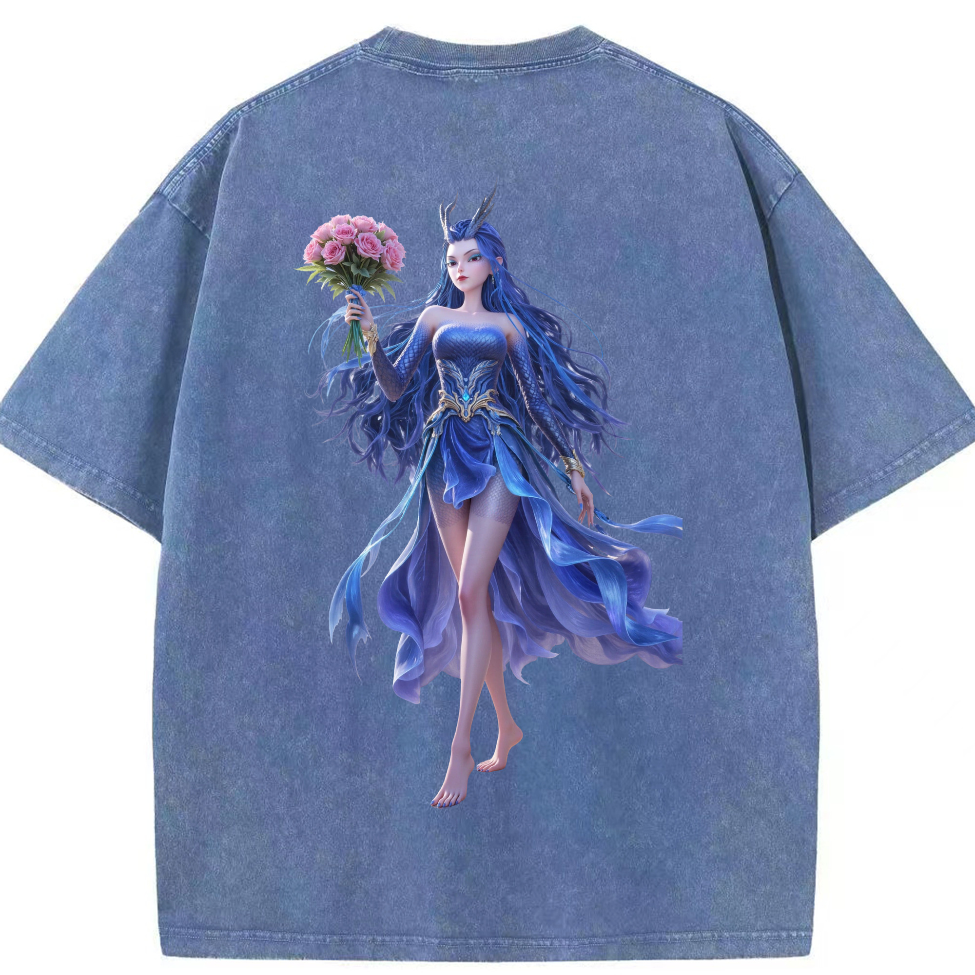 （画像用） Ne Zha 2 ナタ 魔童の大暴れ 綿100% ヴィンテージ風 半袖Tシャツ（背面プリント）