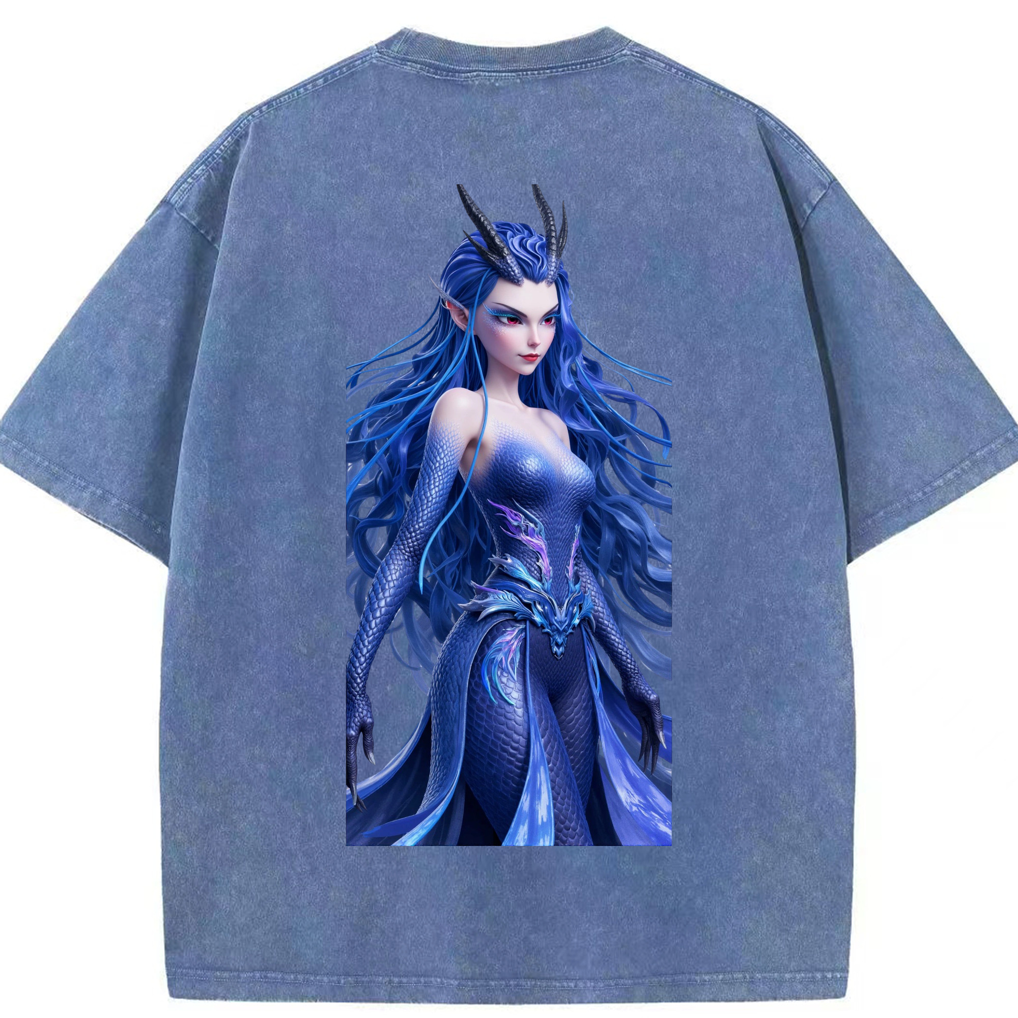 （画像用） Ne Zha 2 ナタ 魔童の大暴れ 綿100% ヴィンテージ風 半袖Tシャツ（背面プリント）
