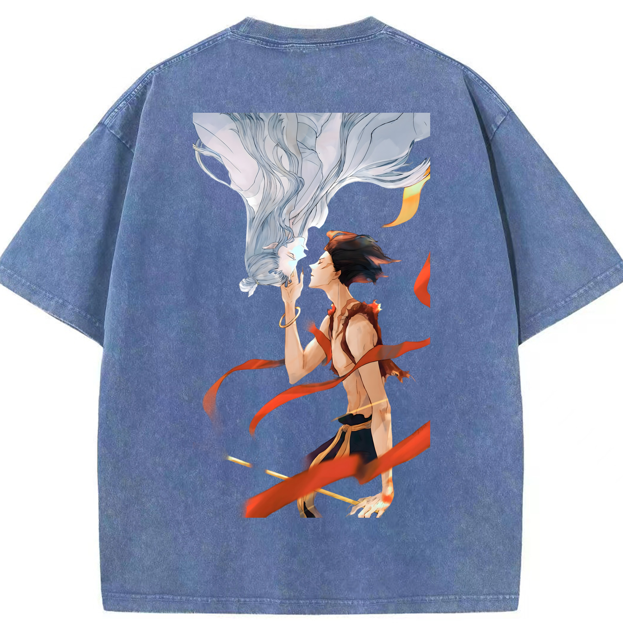 （画像用） Ne Zha 2 ナタ 魔童の大暴れ 綿100% ヴィンテージ風 半袖Tシャツ（背面プリント）