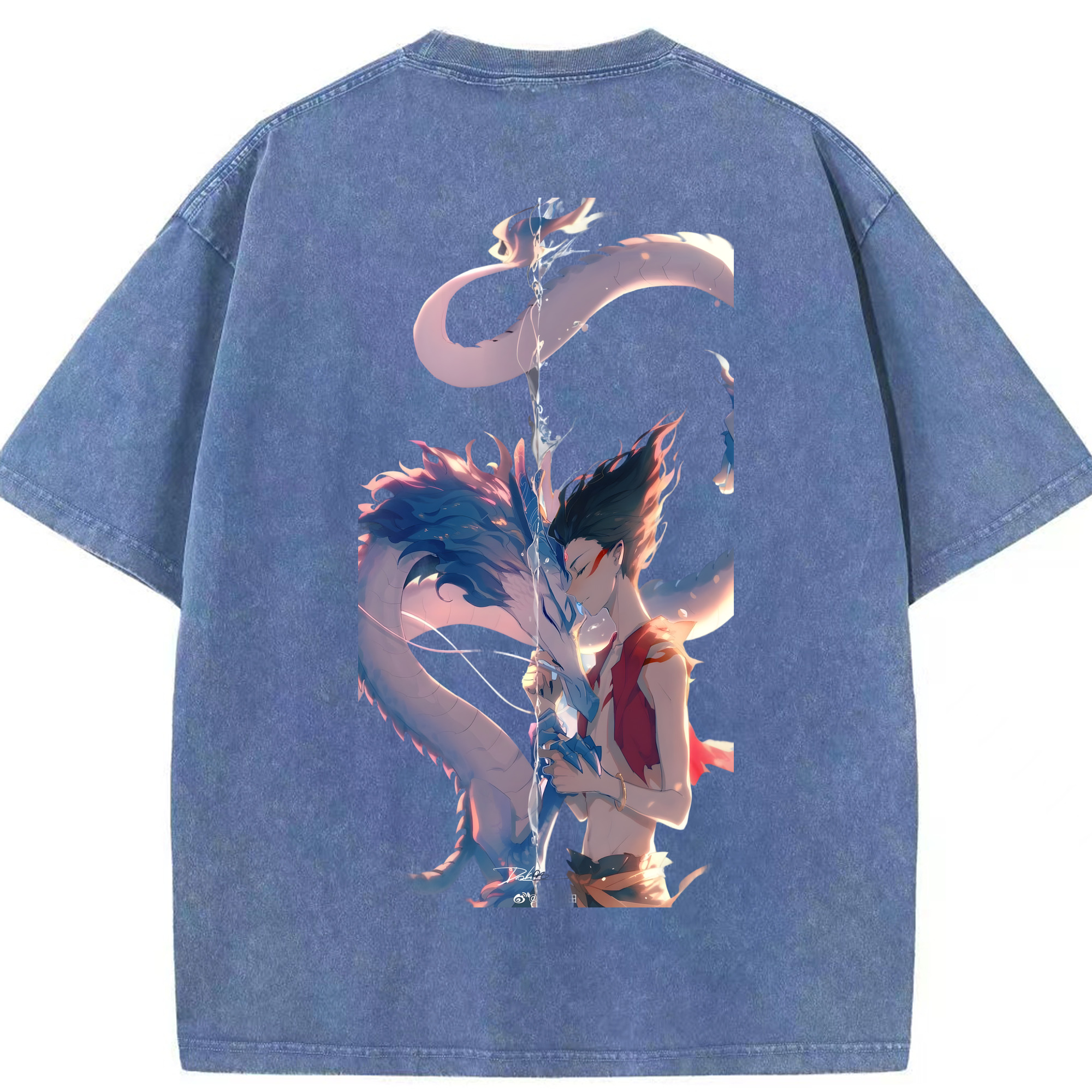 （画像用） Ne Zha 2 ナタ 魔童の大暴れ 綿100% ヴィンテージ風 半袖Tシャツ（背面プリント）