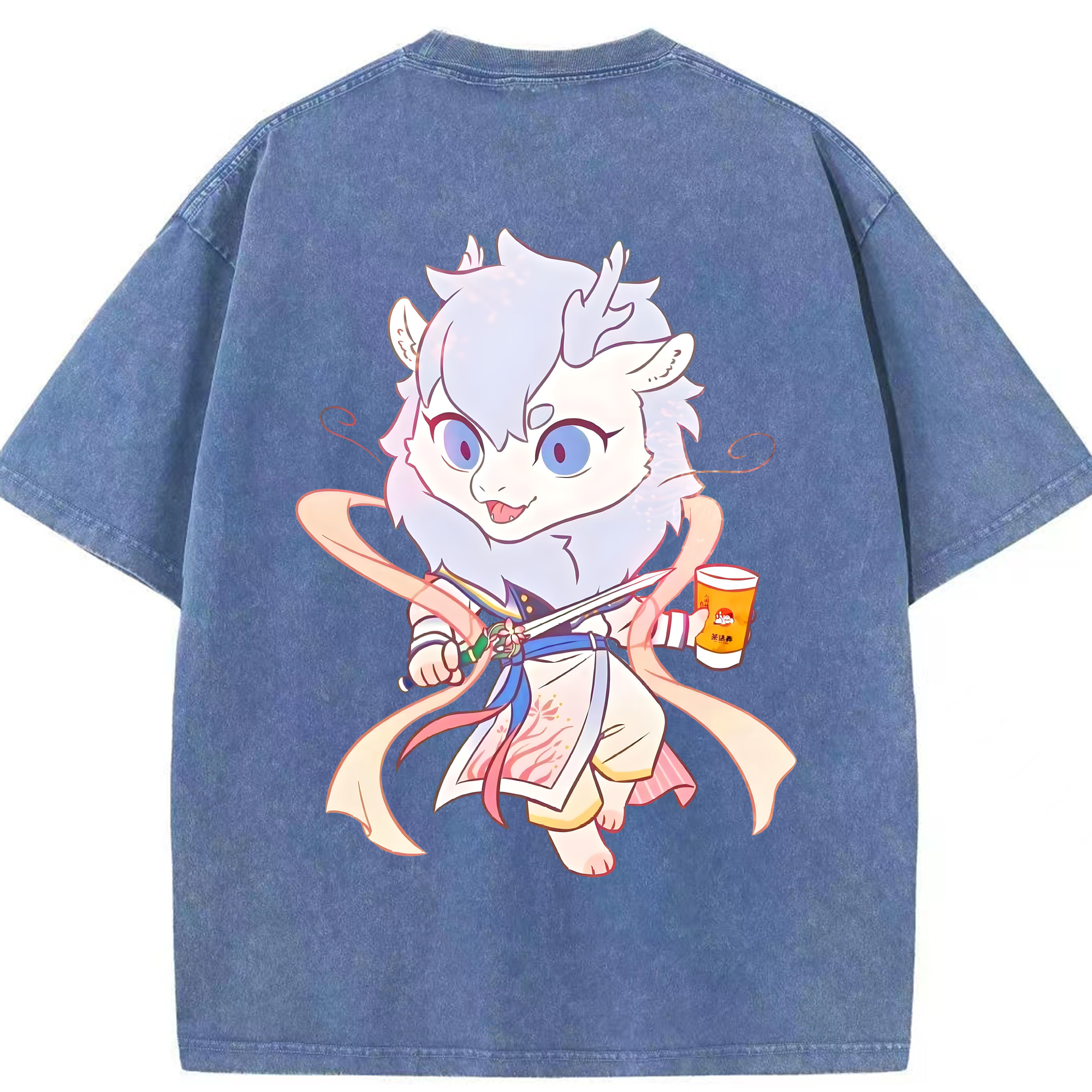 （画像用） Ne Zha 2 ナタ 魔童の大暴れ 綿100% ヴィンテージ風 半袖Tシャツ（背面プリント）