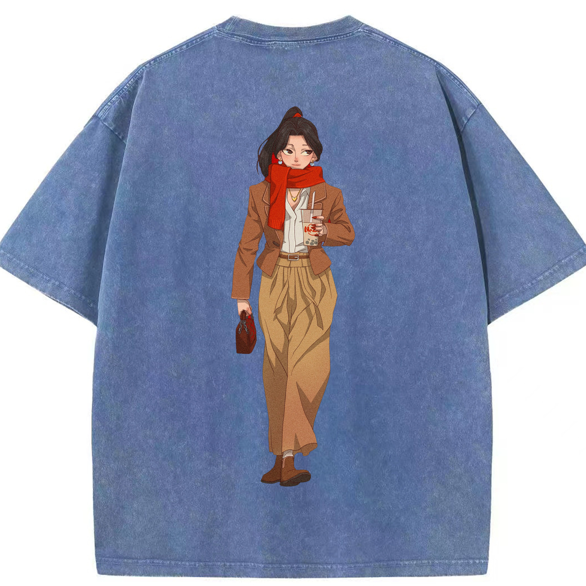 （画像用） Ne Zha 2 ナタ 魔童の大暴れ 綿100% ヴィンテージ風 半袖Tシャツ（背面プリント）