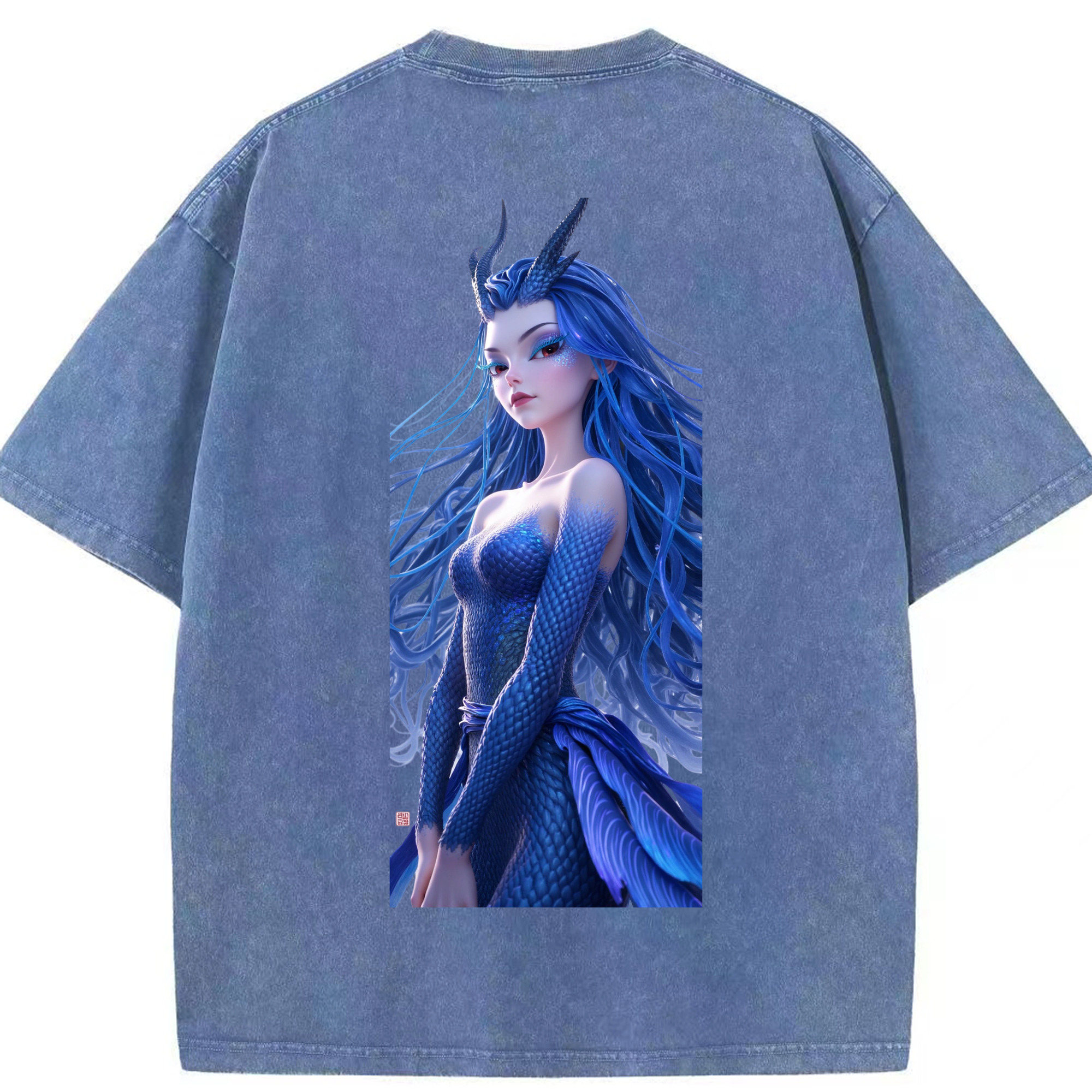 （画像用） Ne Zha 2 ナタ 魔童の大暴れ 綿100% ヴィンテージ風 半袖Tシャツ（背面プリント）