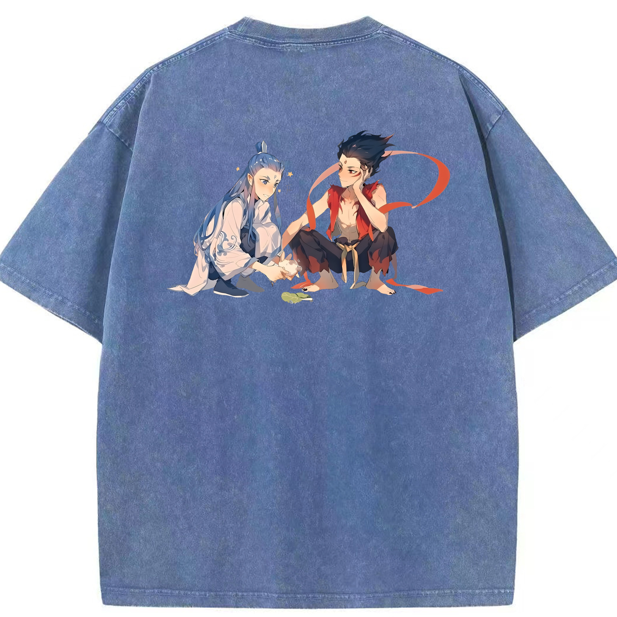 （画像用） Ne Zha 2 ナタ 魔童の大暴れ 綿100% ヴィンテージ風 半袖Tシャツ（背面プリント）
