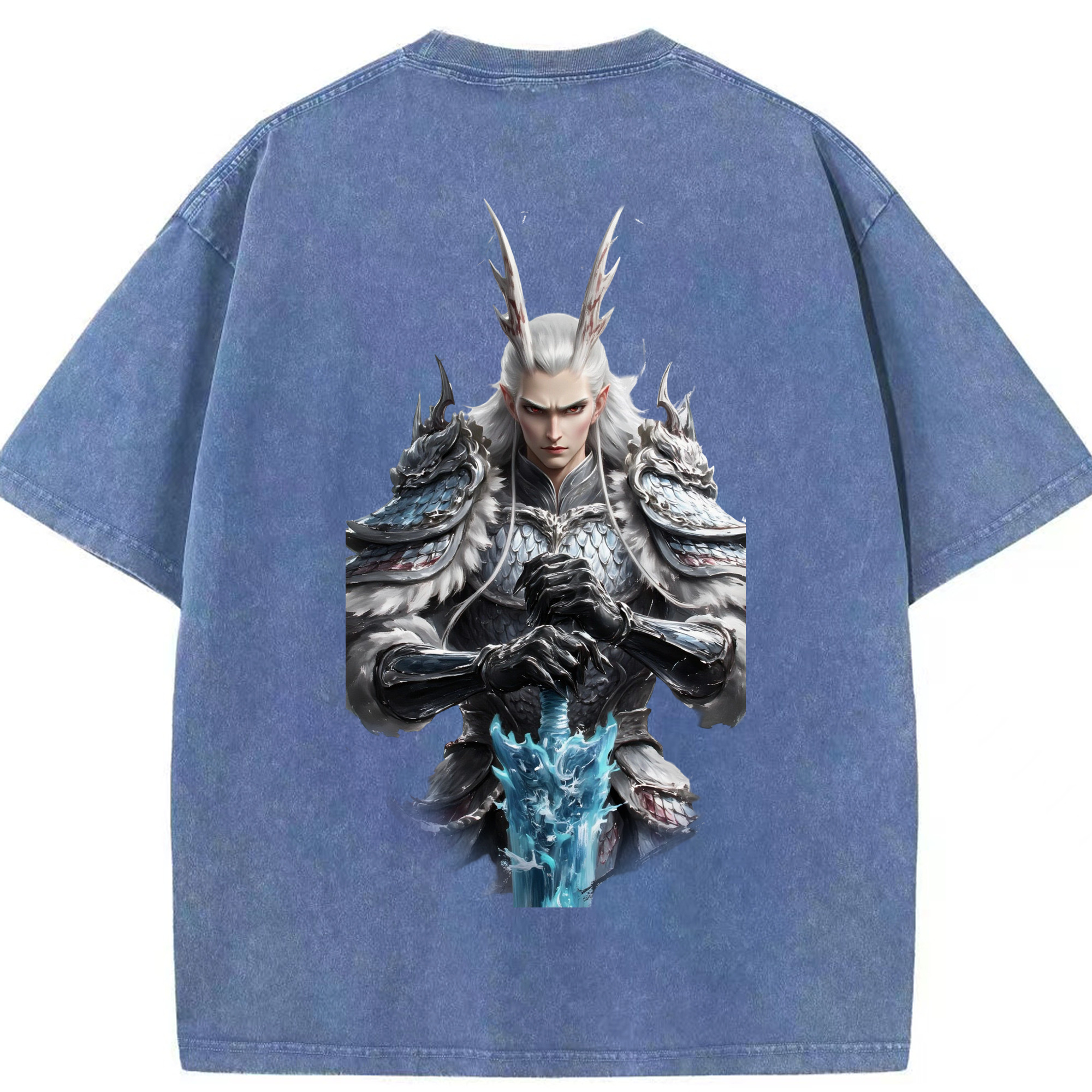 （画像用） Ne Zha 2 ナタ 魔童の大暴れ 綿100% ヴィンテージ風 半袖Tシャツ（背面プリント）